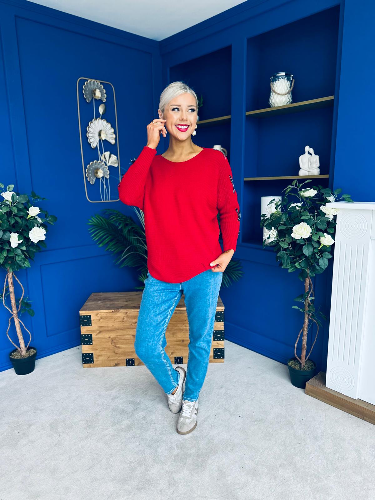 Henri Ribbon Detail Jumper Red