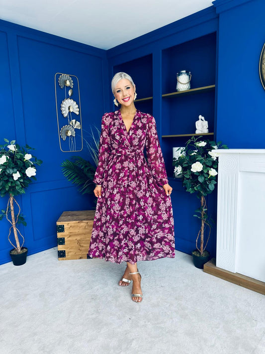 Cally Banded Midi Dress Purple