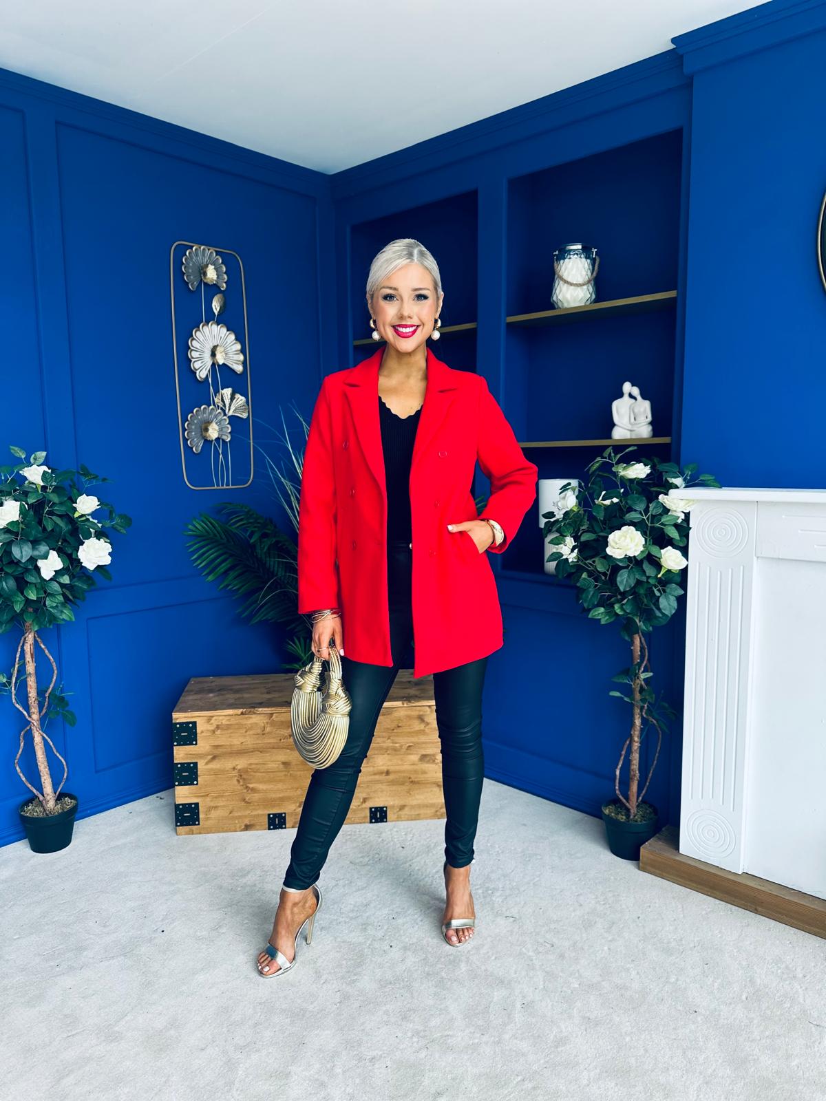 Miriam Double Breasted Jacket Red
