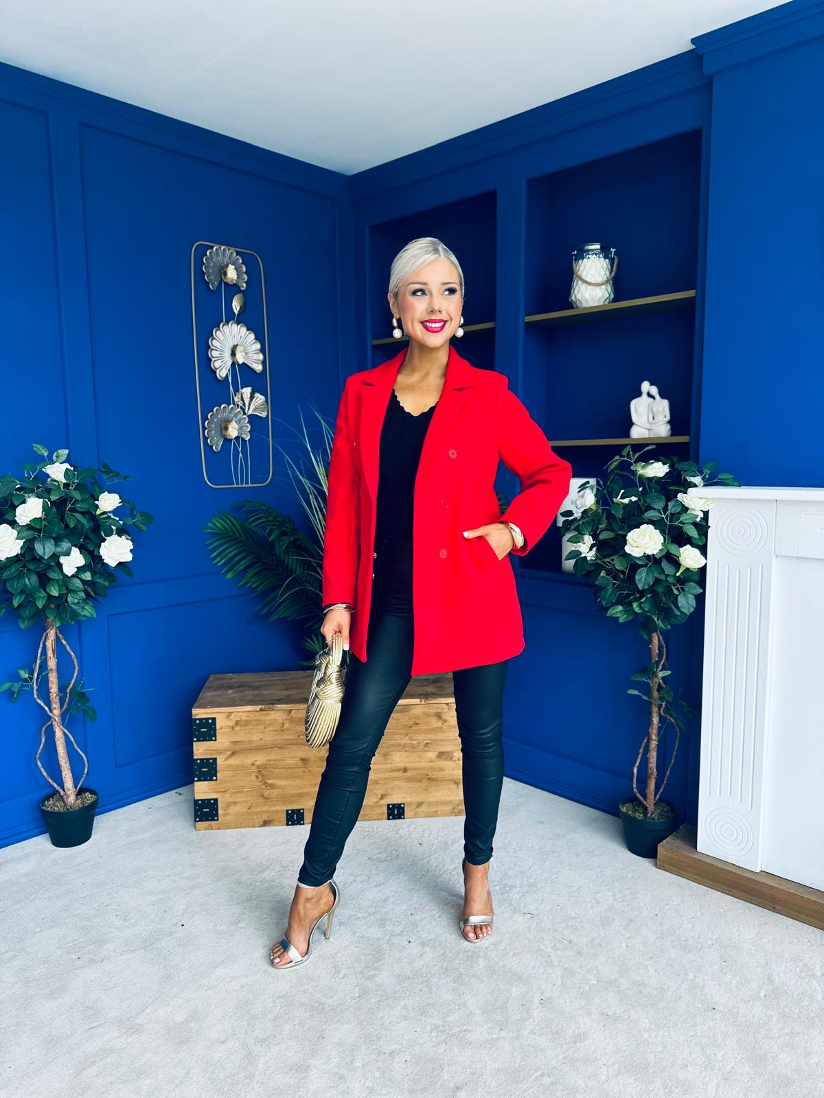 Miriam Double Breasted Jacket Red
