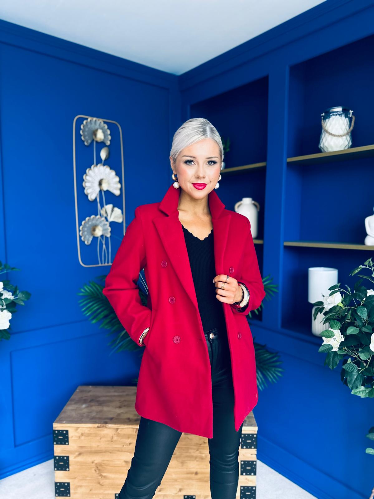 Miriam Double Breasted Jacket Wine