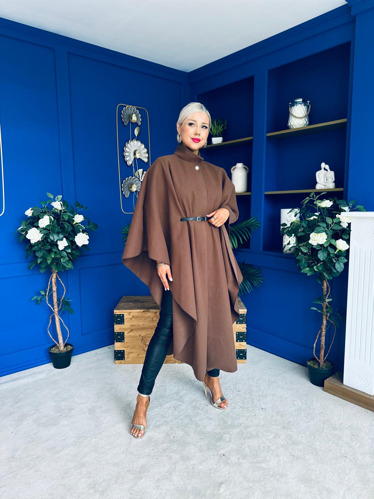 Phoebe Belted Longline Cape Coco