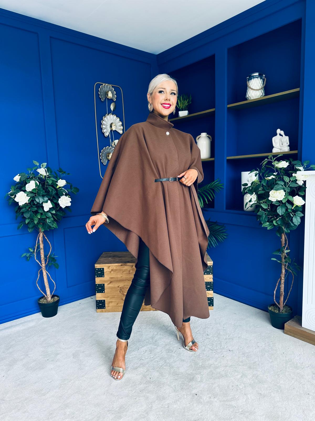 Phoebe Belted Longline Cape Coco