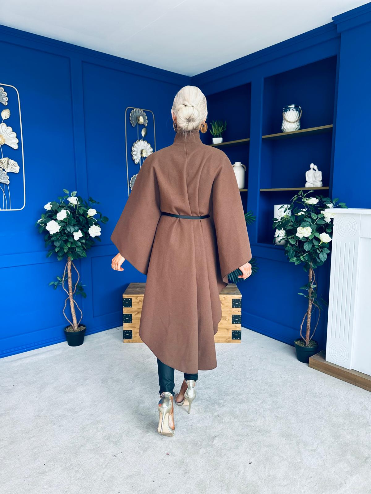 Phoebe Belted Longline Cape Coco