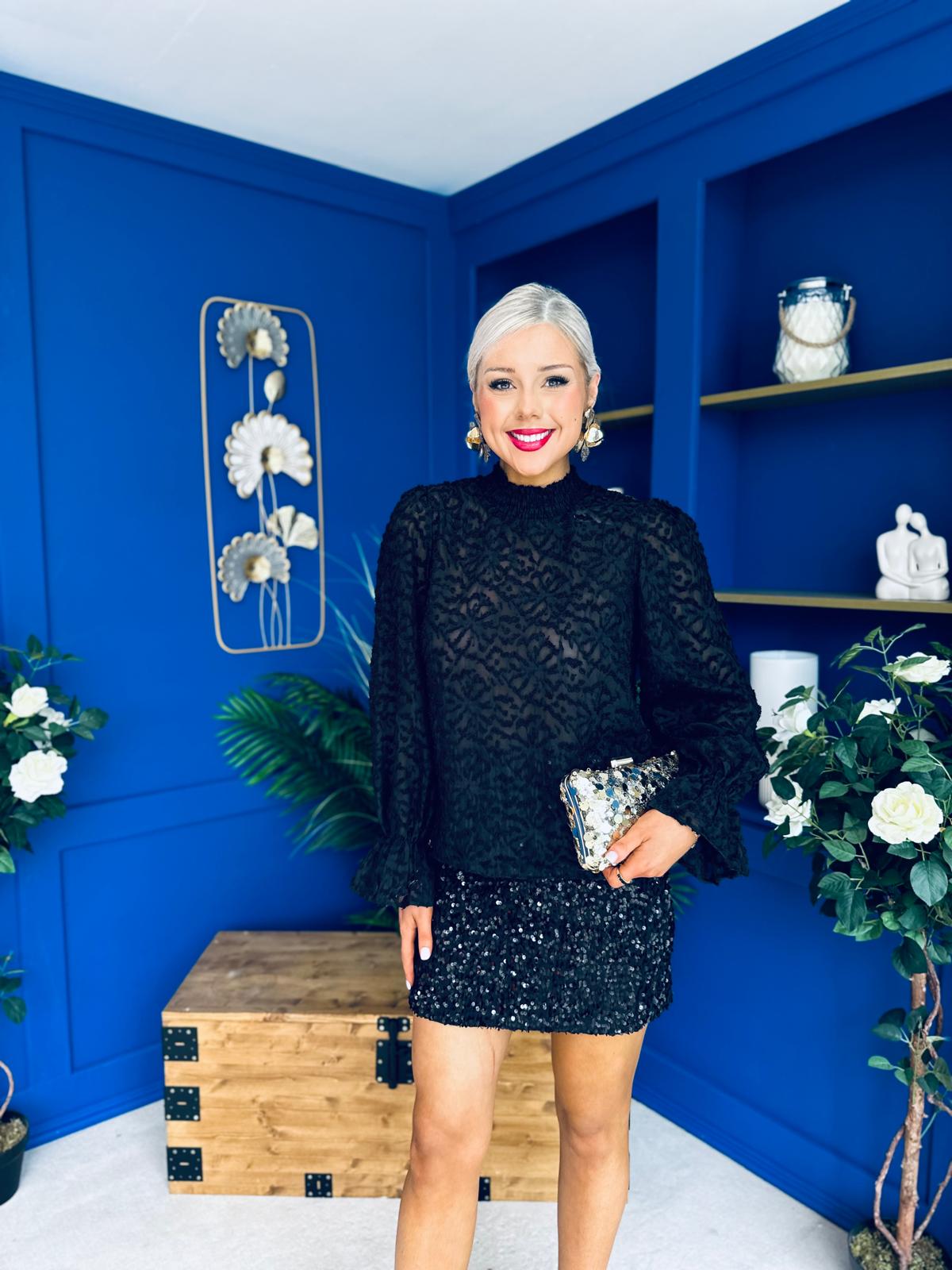 Freda Detailed Blouse Black