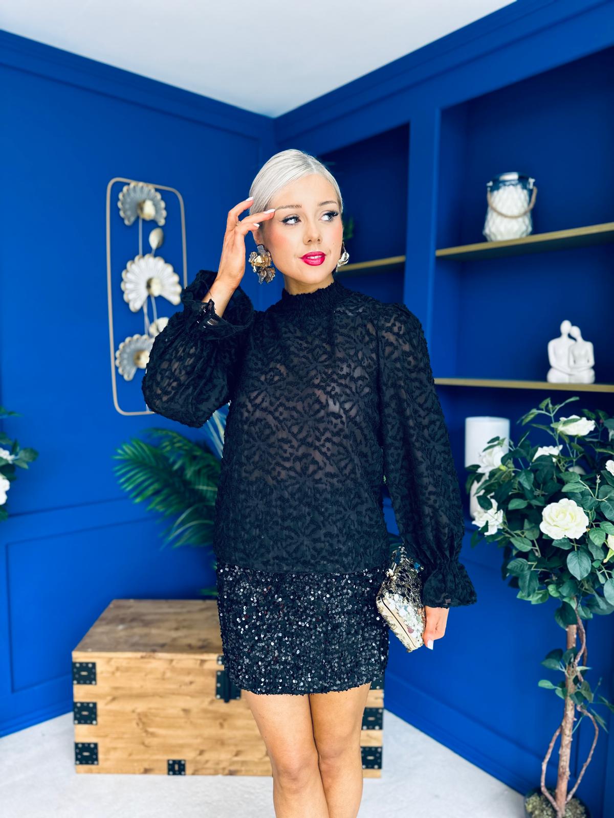Freda Detailed Blouse Black