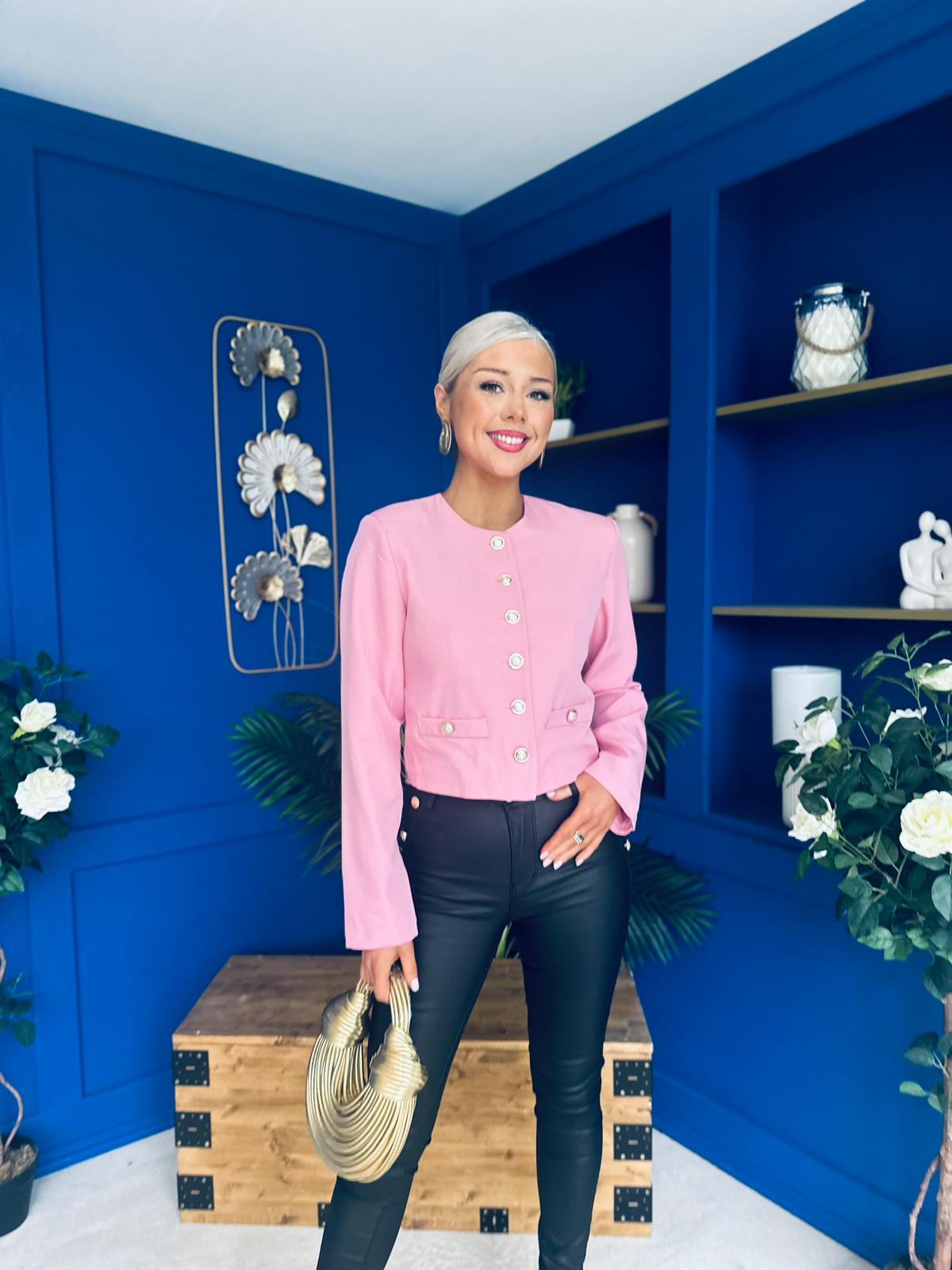 Thelma Military Style Jacket Pink