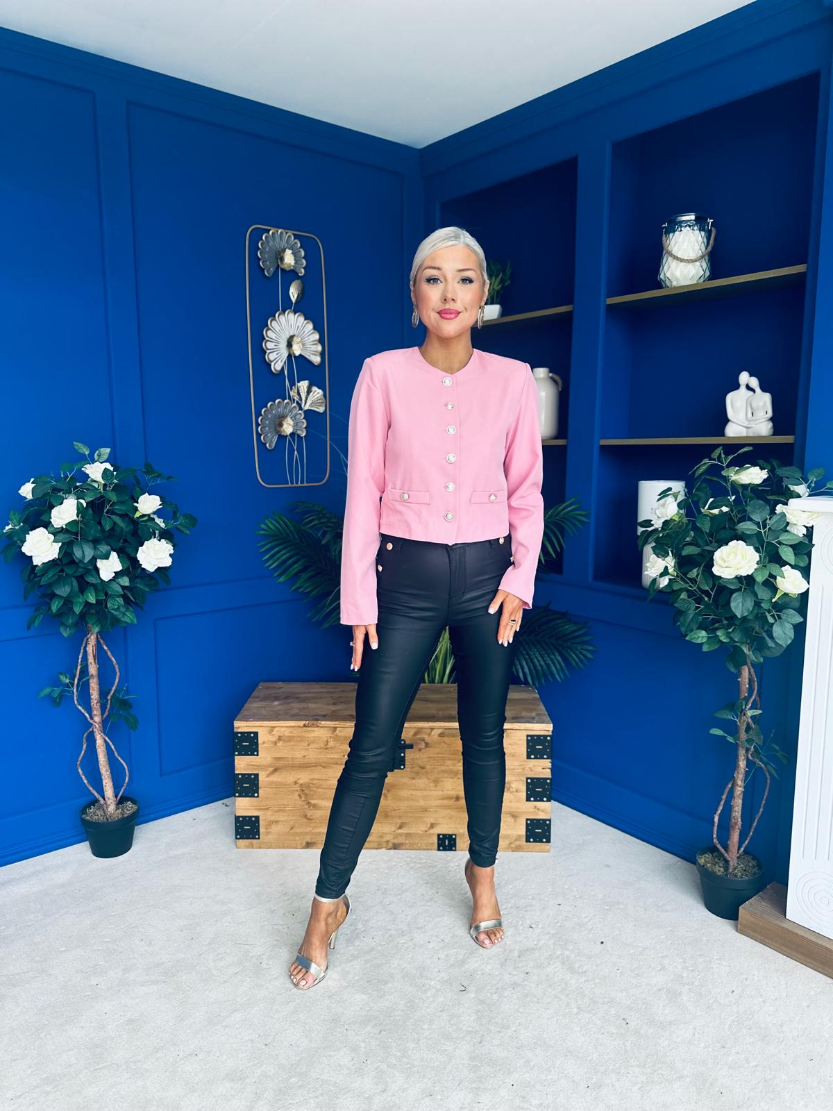 Thelma Military Style Jacket Pink