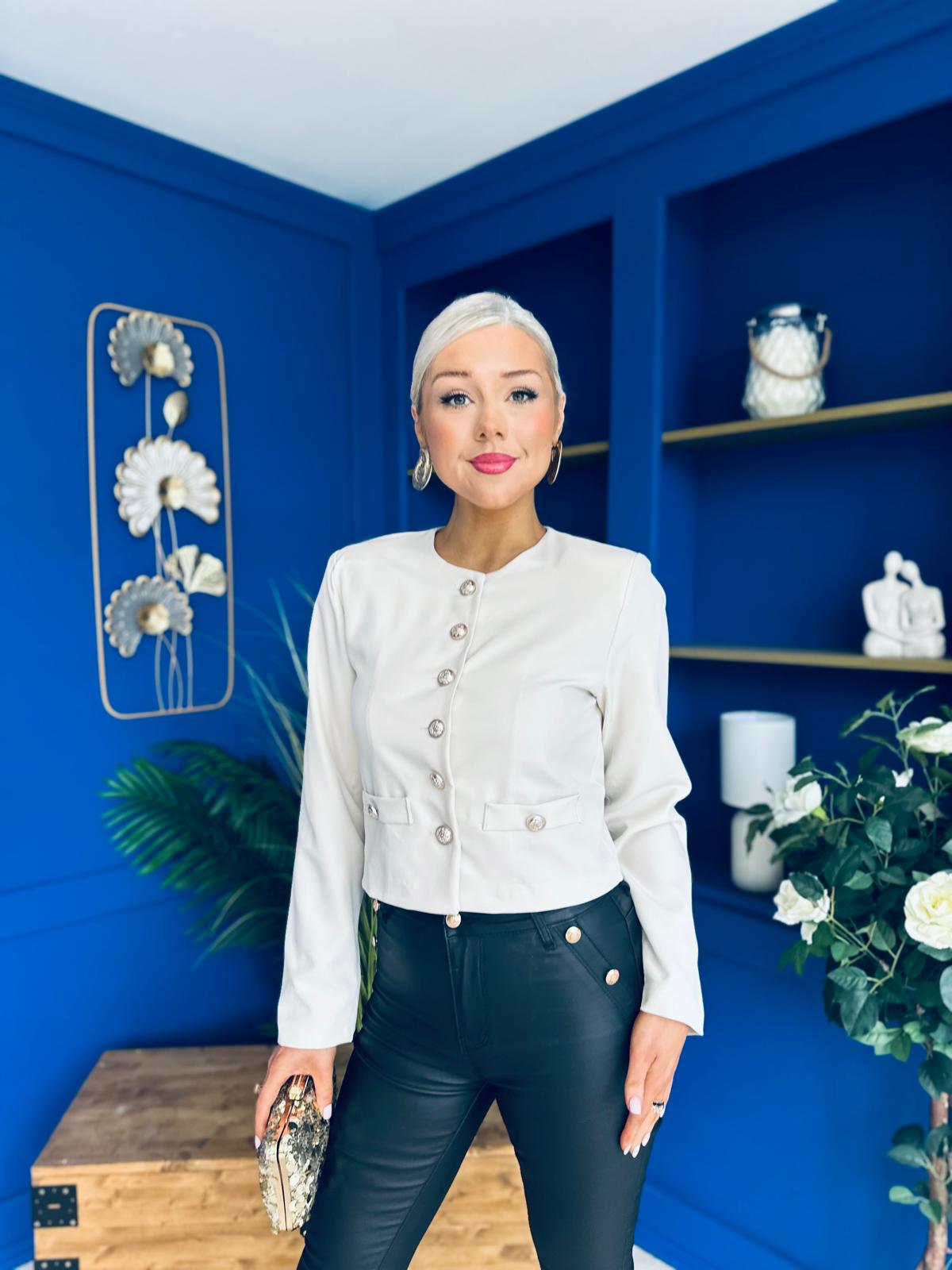 Thelma Military Style Jacket Cream