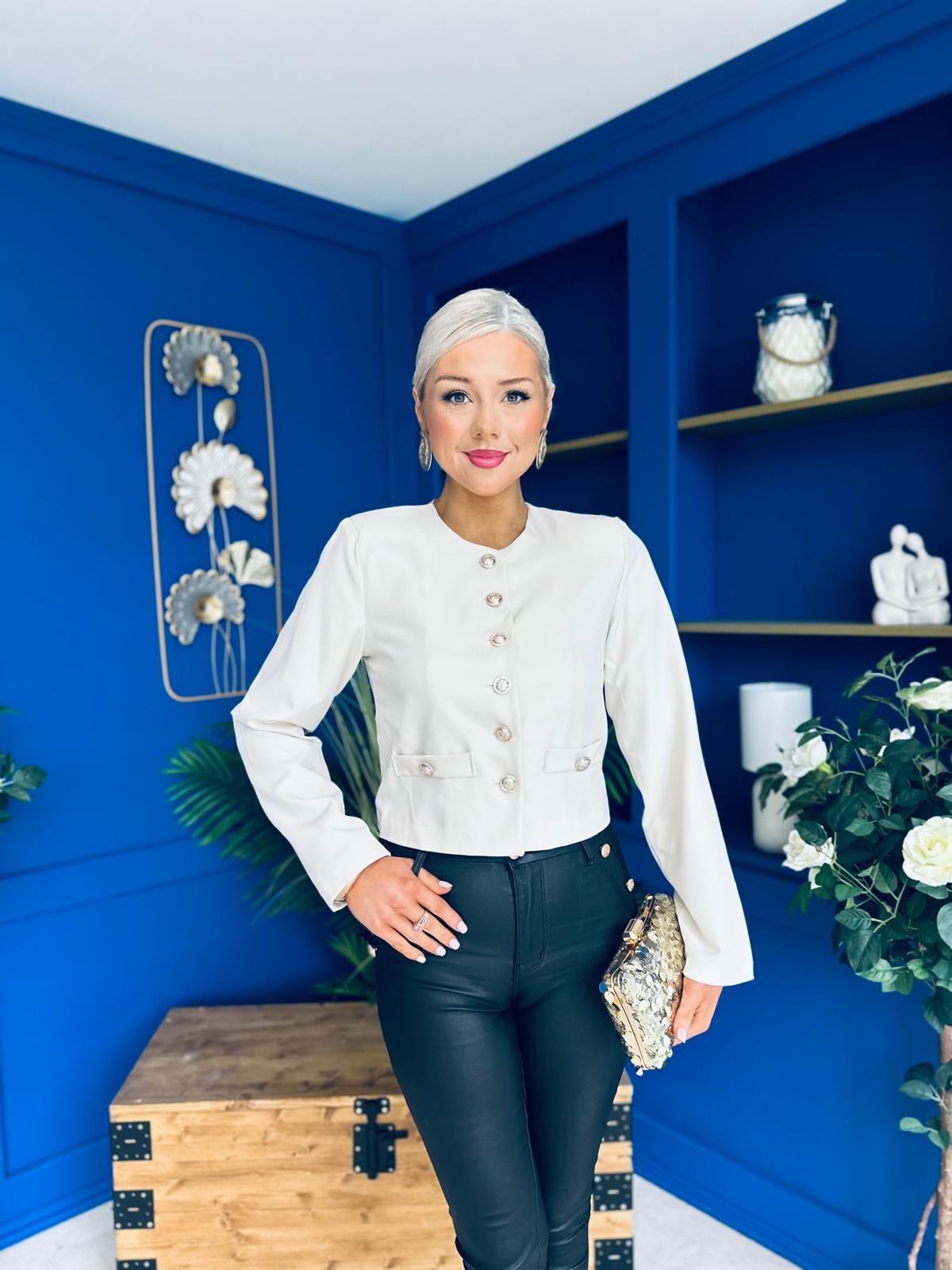 Thelma Military Style Jacket Cream