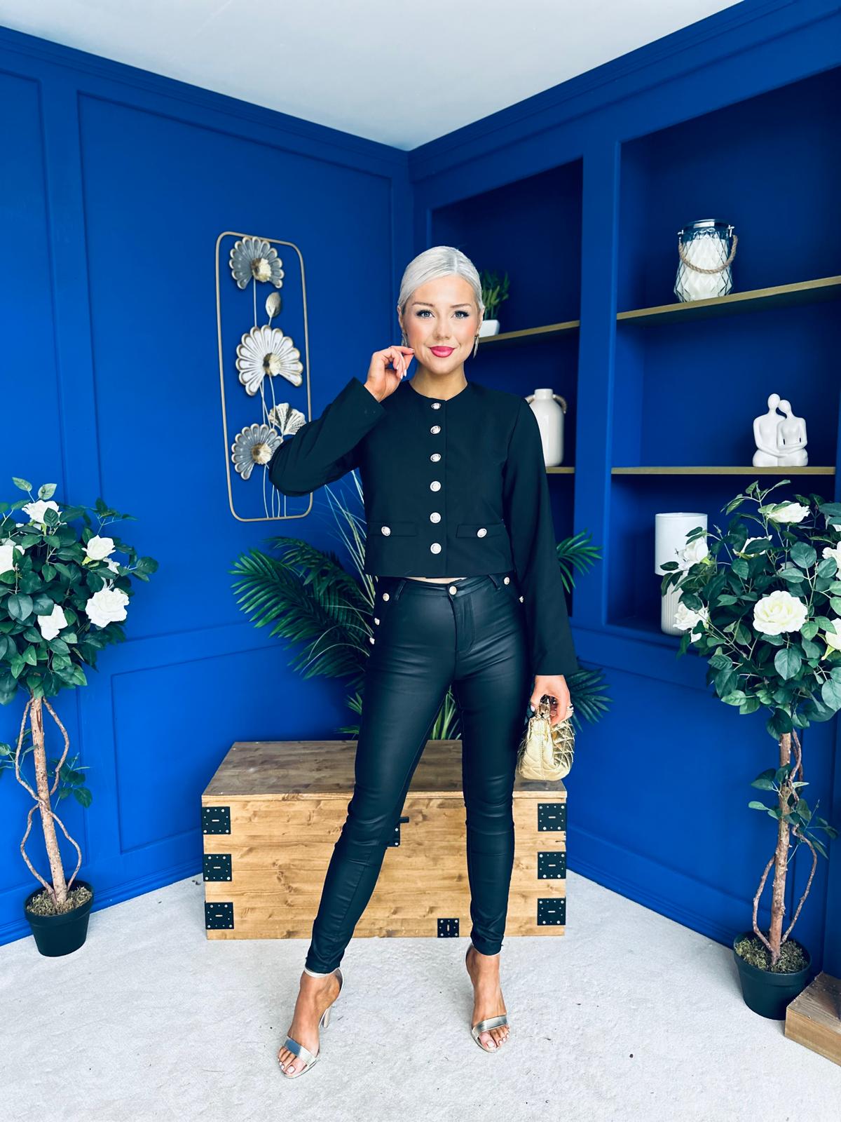 Thelma Military Style Jacket Black