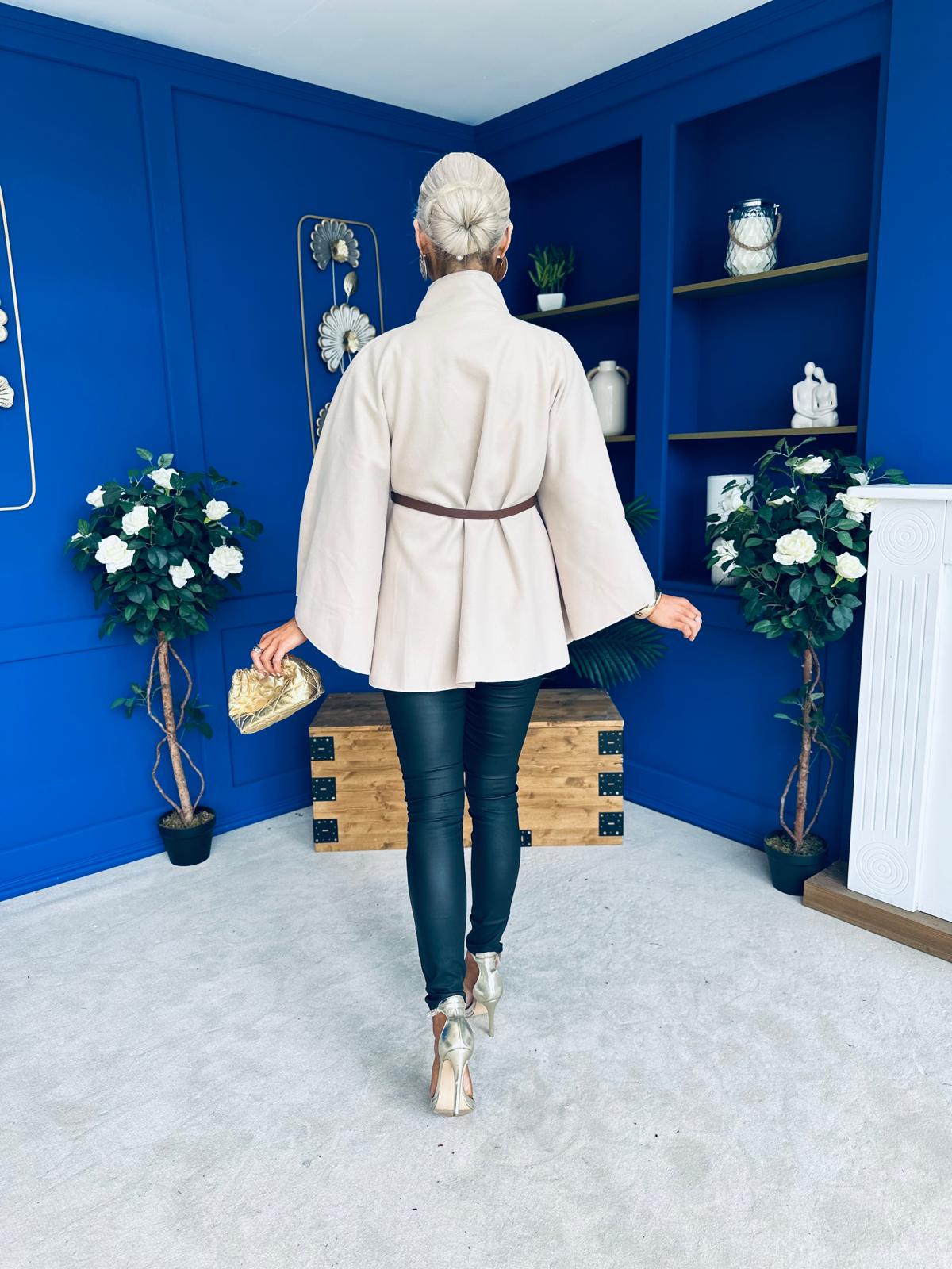 Justine Belted Cape Beige