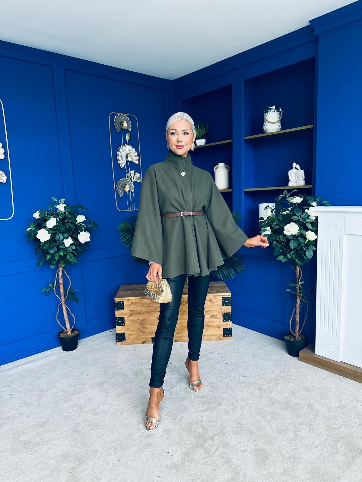 Justine Belted Cape Khaki