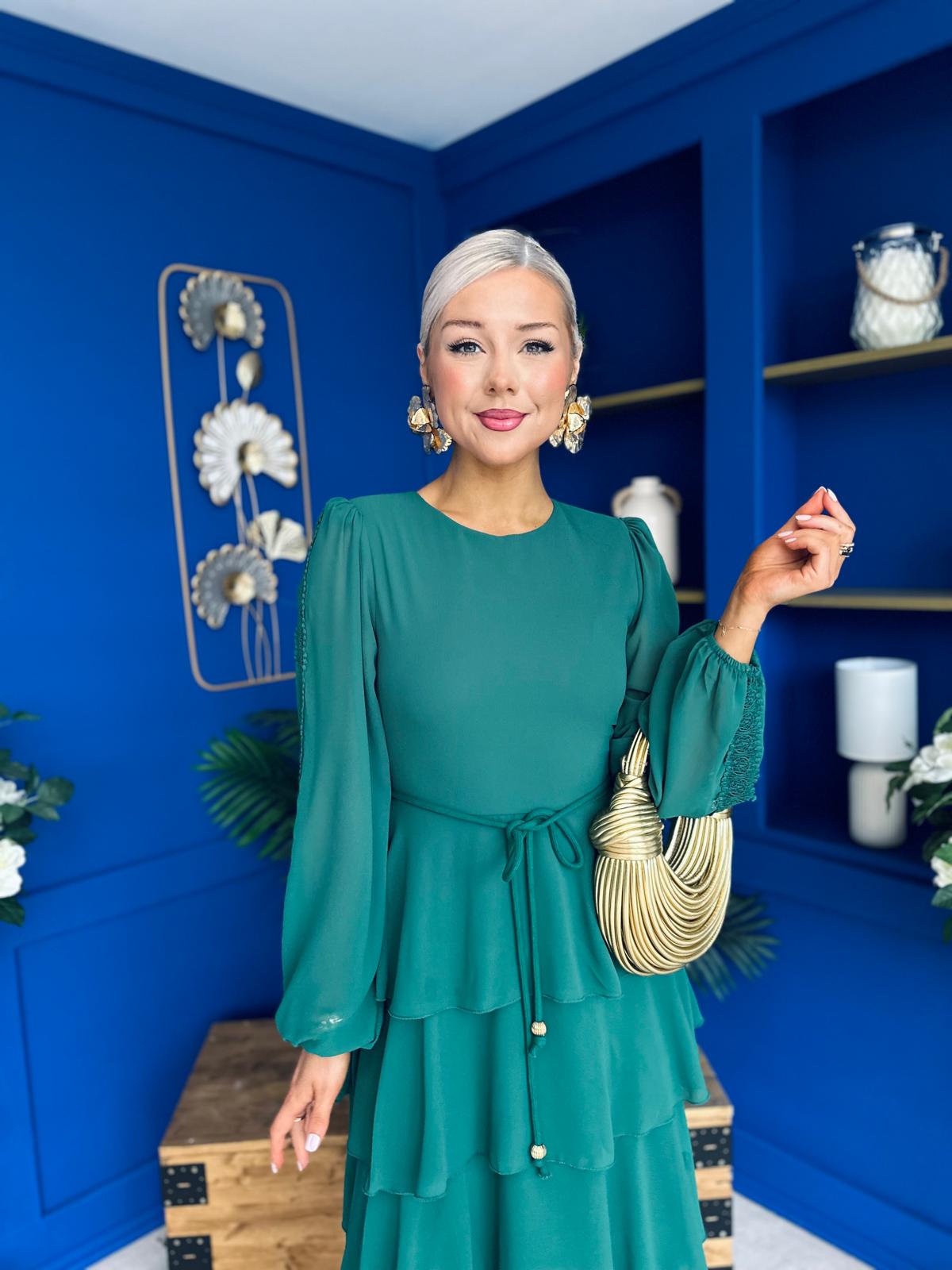 Rosha Layered Occasion Dress Emerald