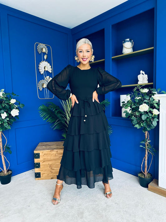 Rosha Layered Occasion Dress Black