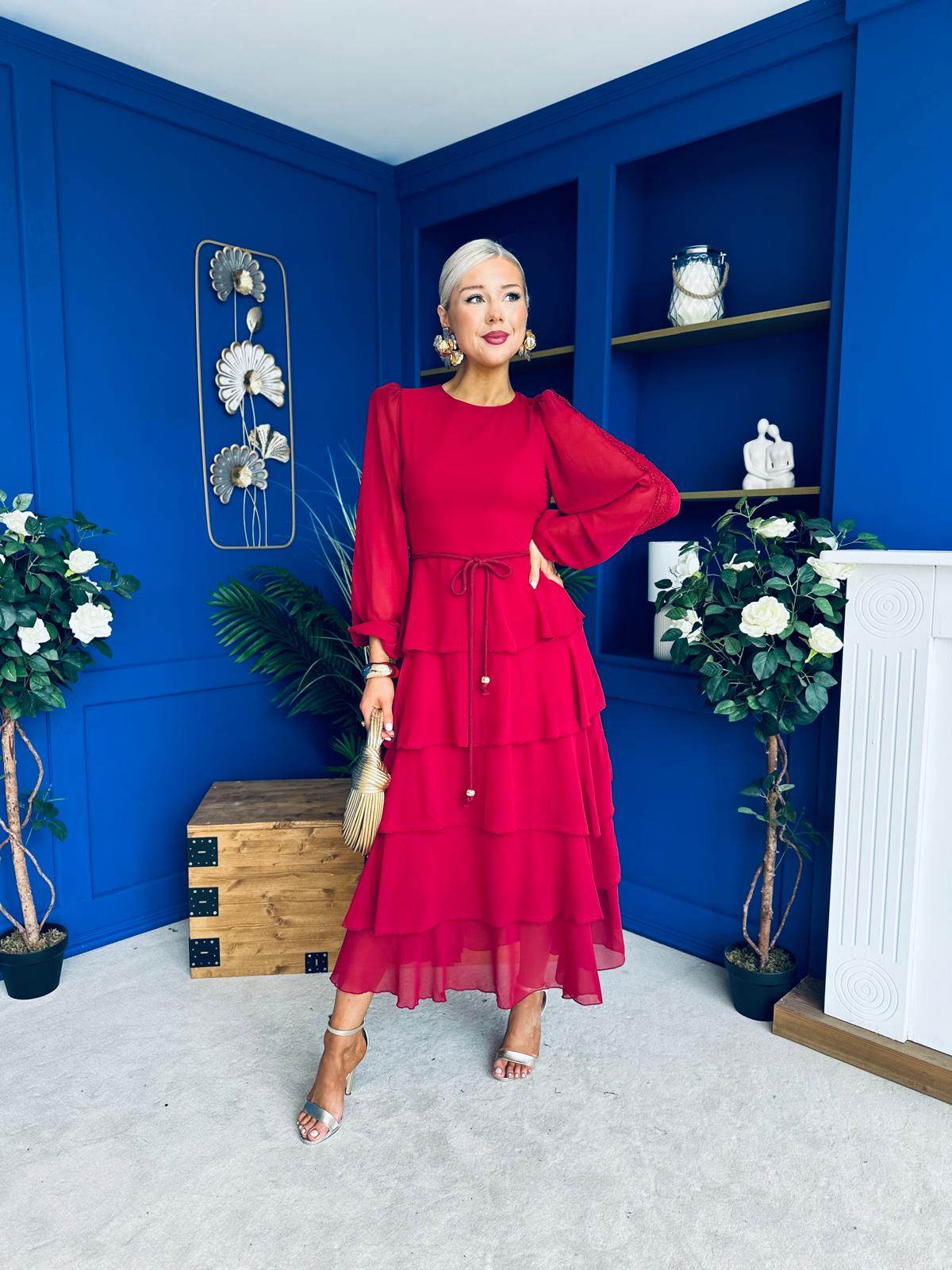 Rosha Layered Occasion Dress Wine