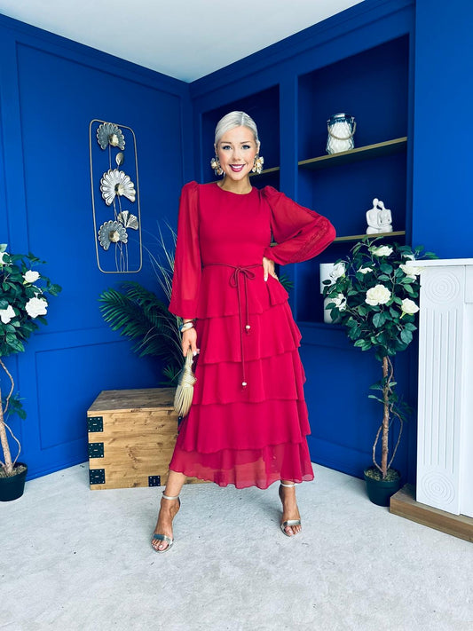 Rosha Layered Occasion Dress Wine