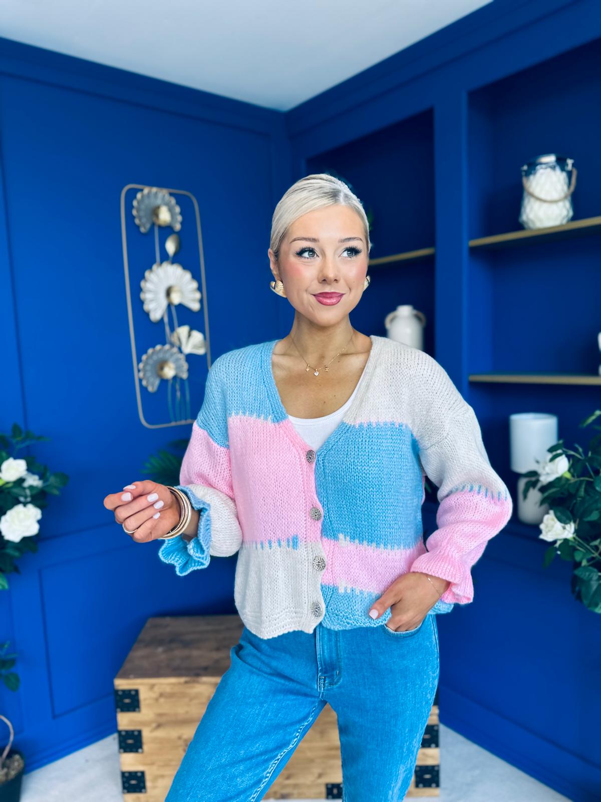 Laura Chunky Knit Cardi Blue