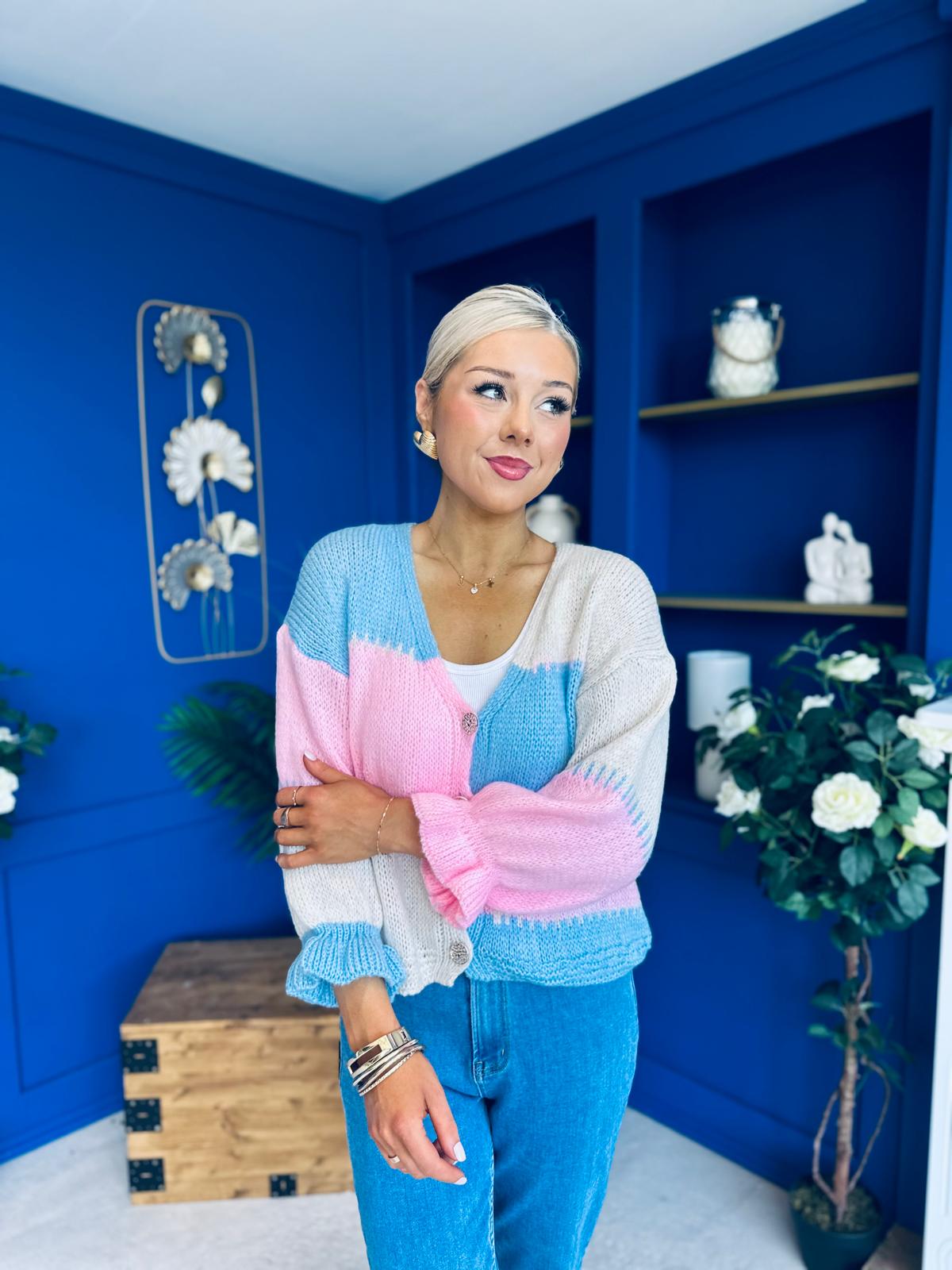 Laura Chunky Knit Cardi Blue