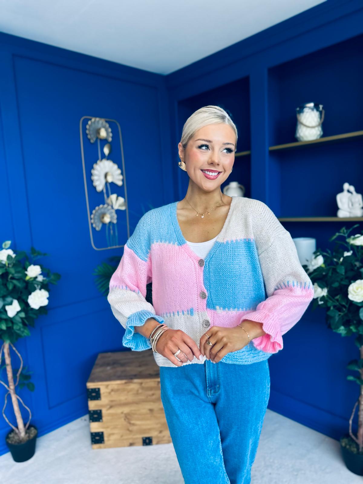 Laura Chunky Knit Cardi Blue