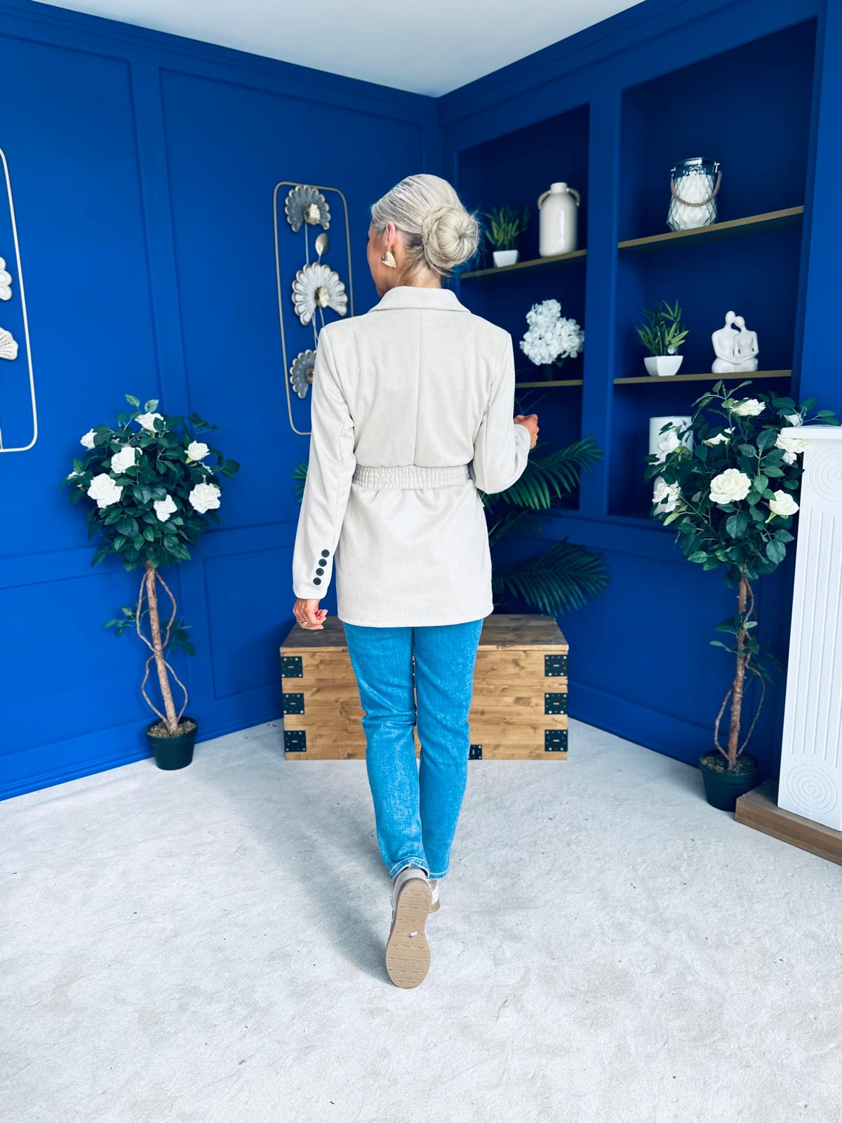 Frankie Faux Suede Jacket Beige