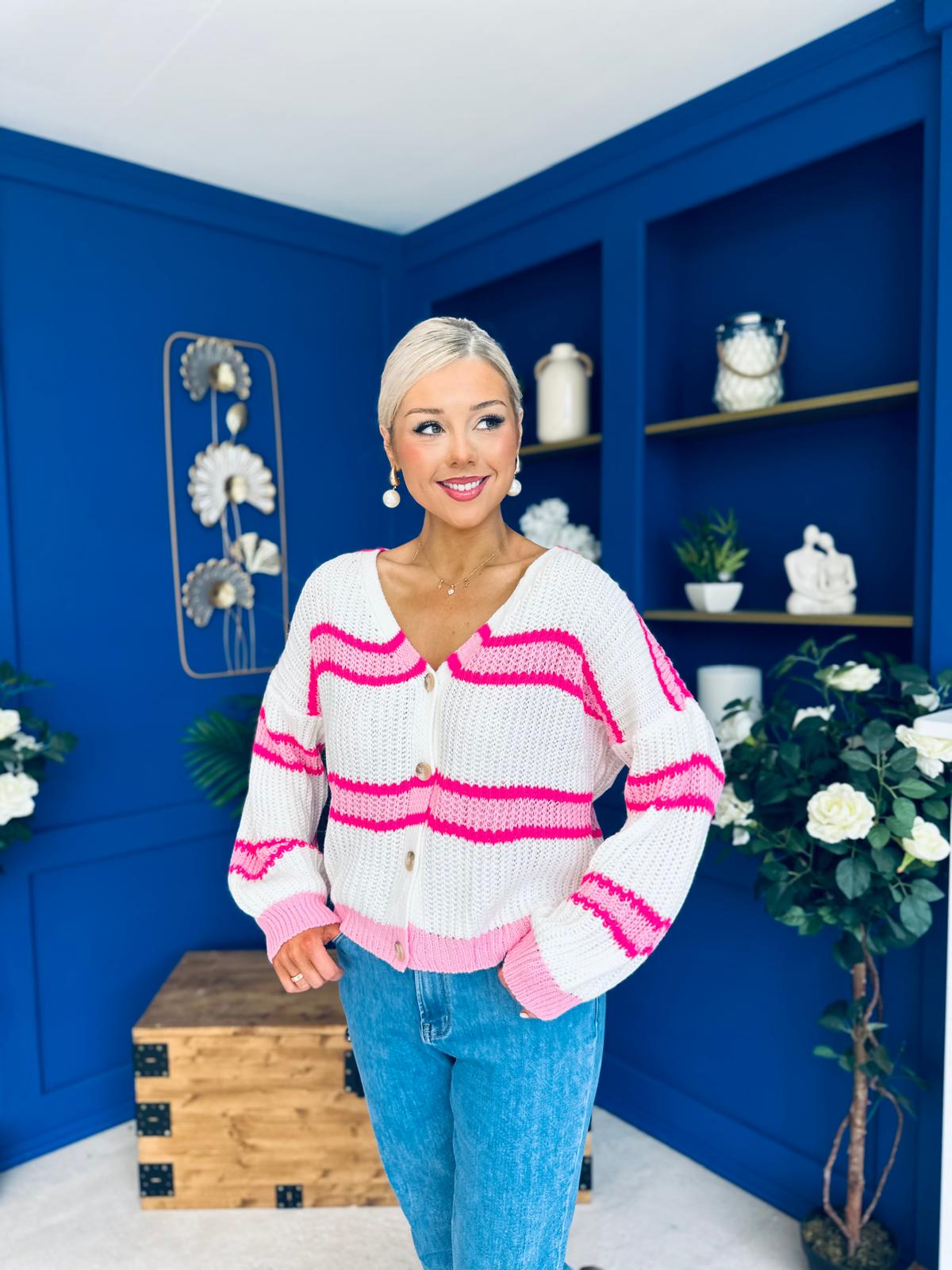 Mallory Chunky Knit Cardi Pink
