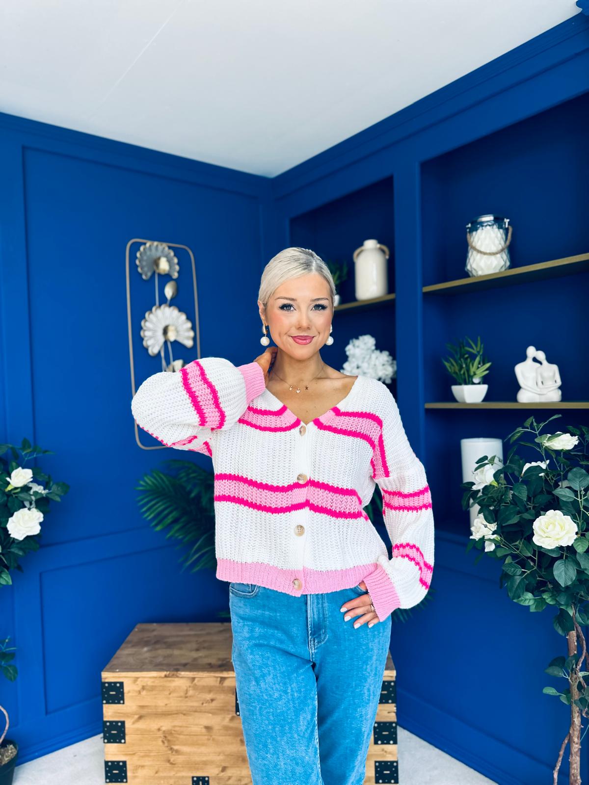 Mallory Chunky Knit Cardi Pink