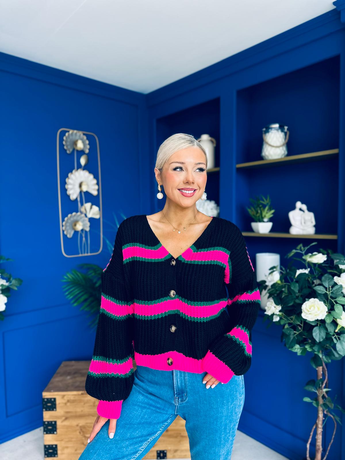 Mallory Chunky Knit Cardi Black