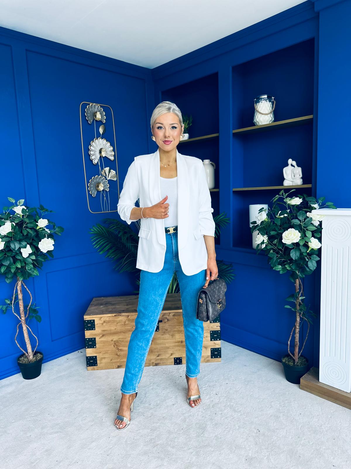 Evelyn Detailed Blazer White
