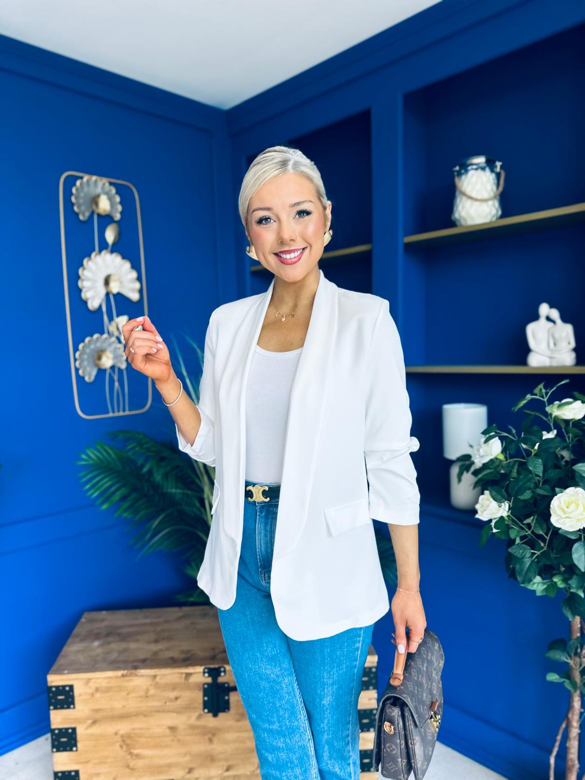 Evelyn Detailed Blazer White