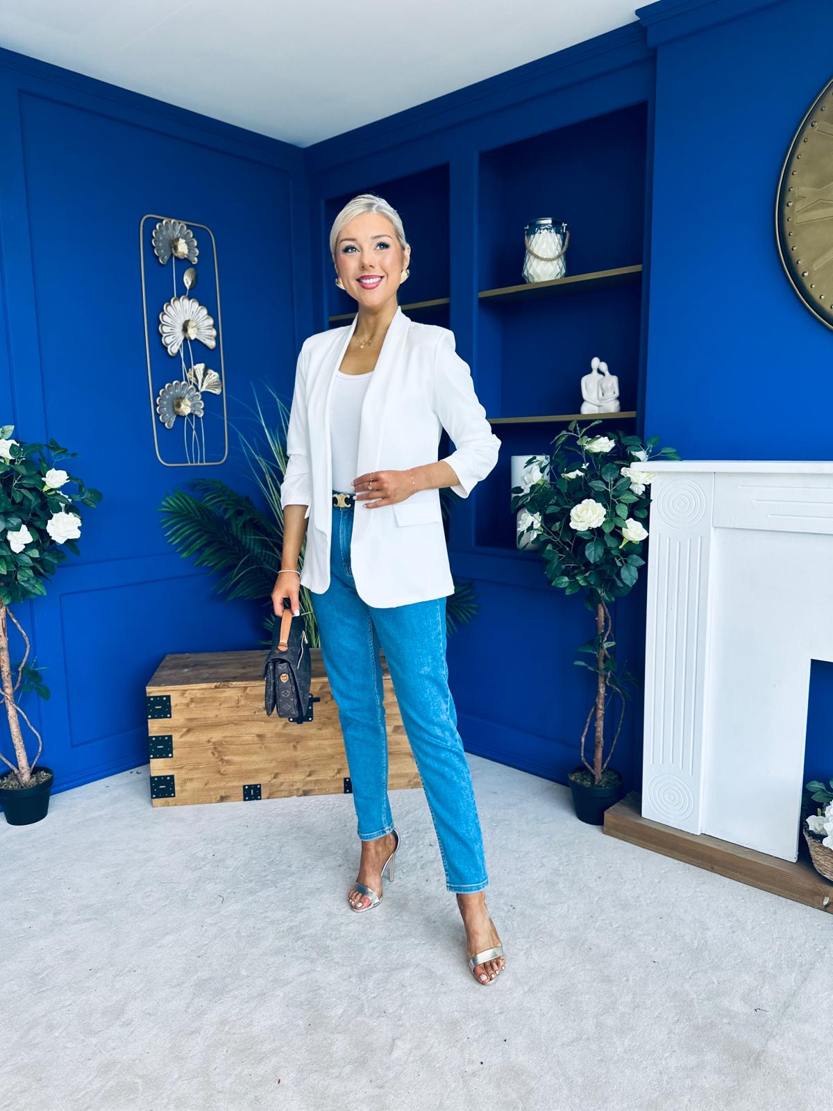 Evelyn Detailed Blazer White