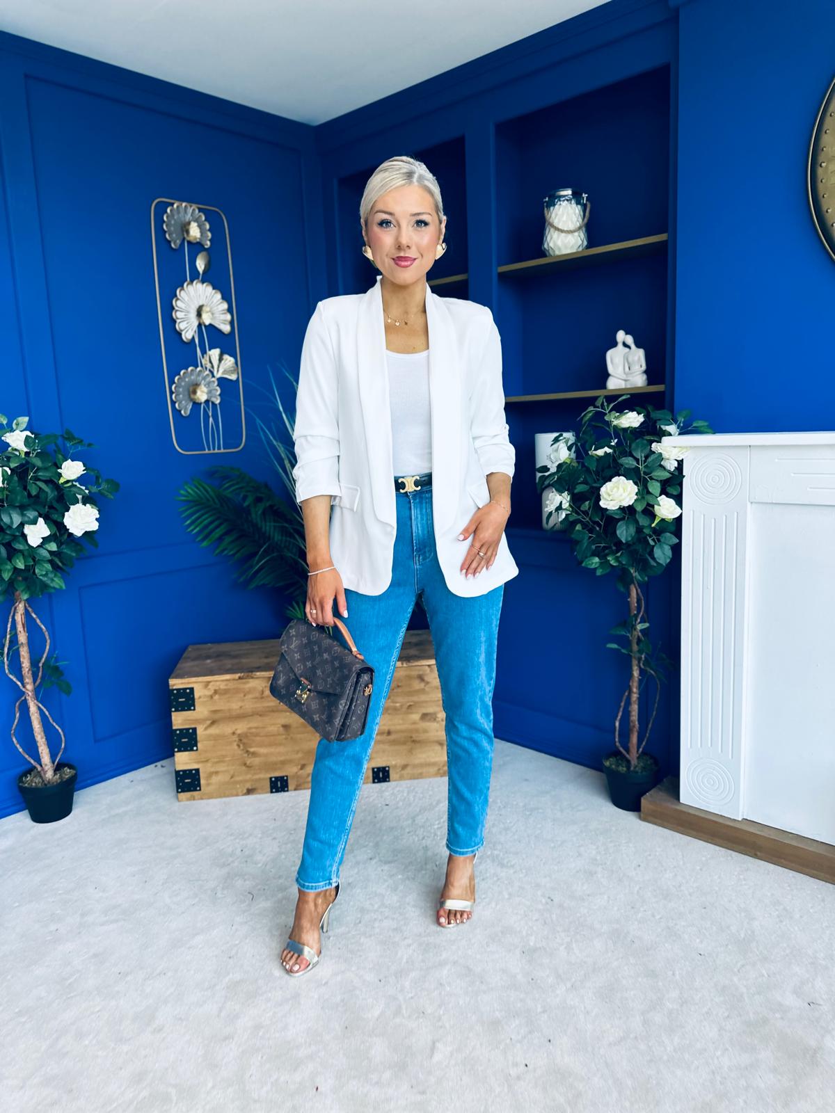 Evelyn Detailed Blazer White