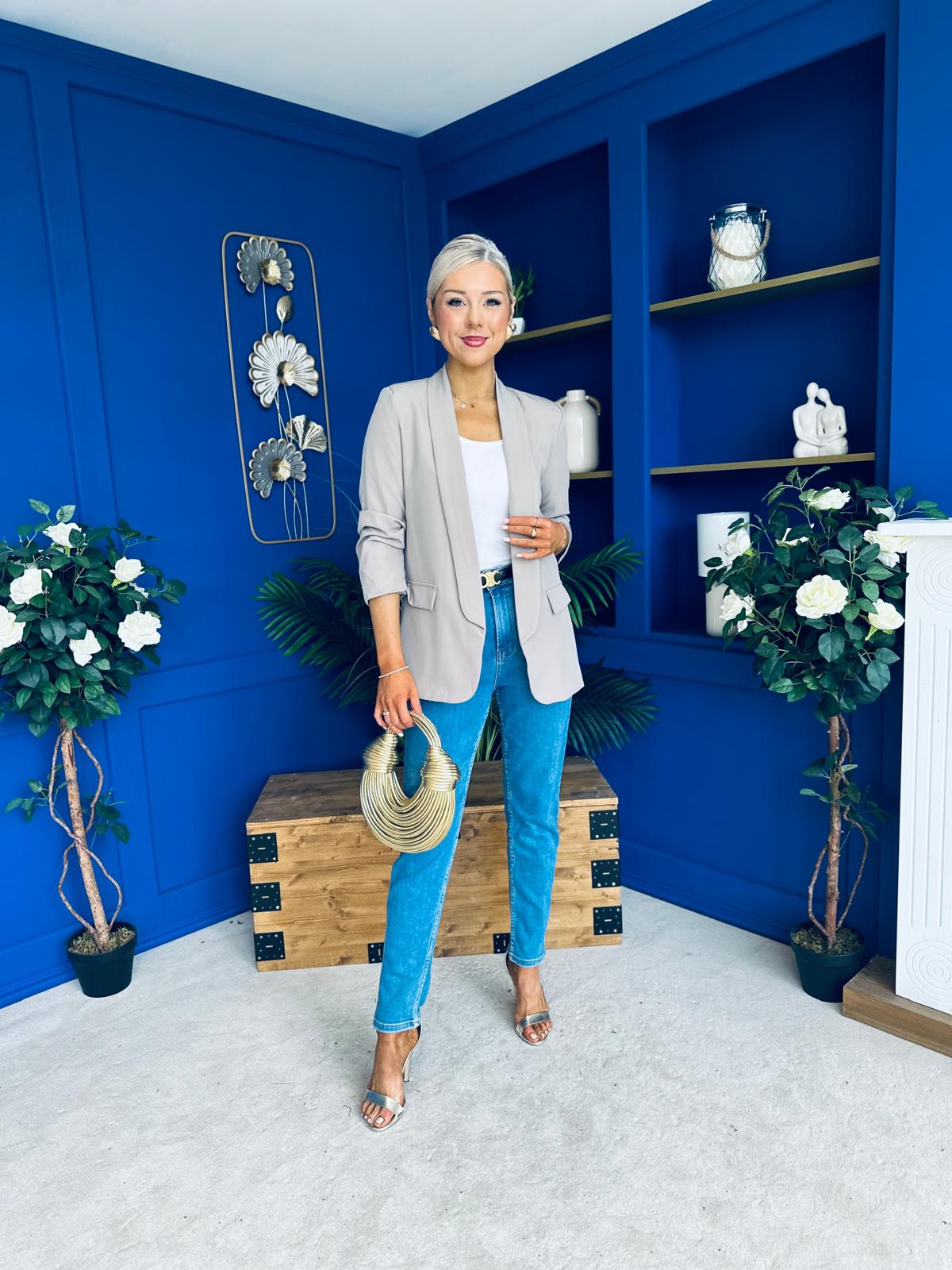 Evelyn Detailed Blazer Taupe