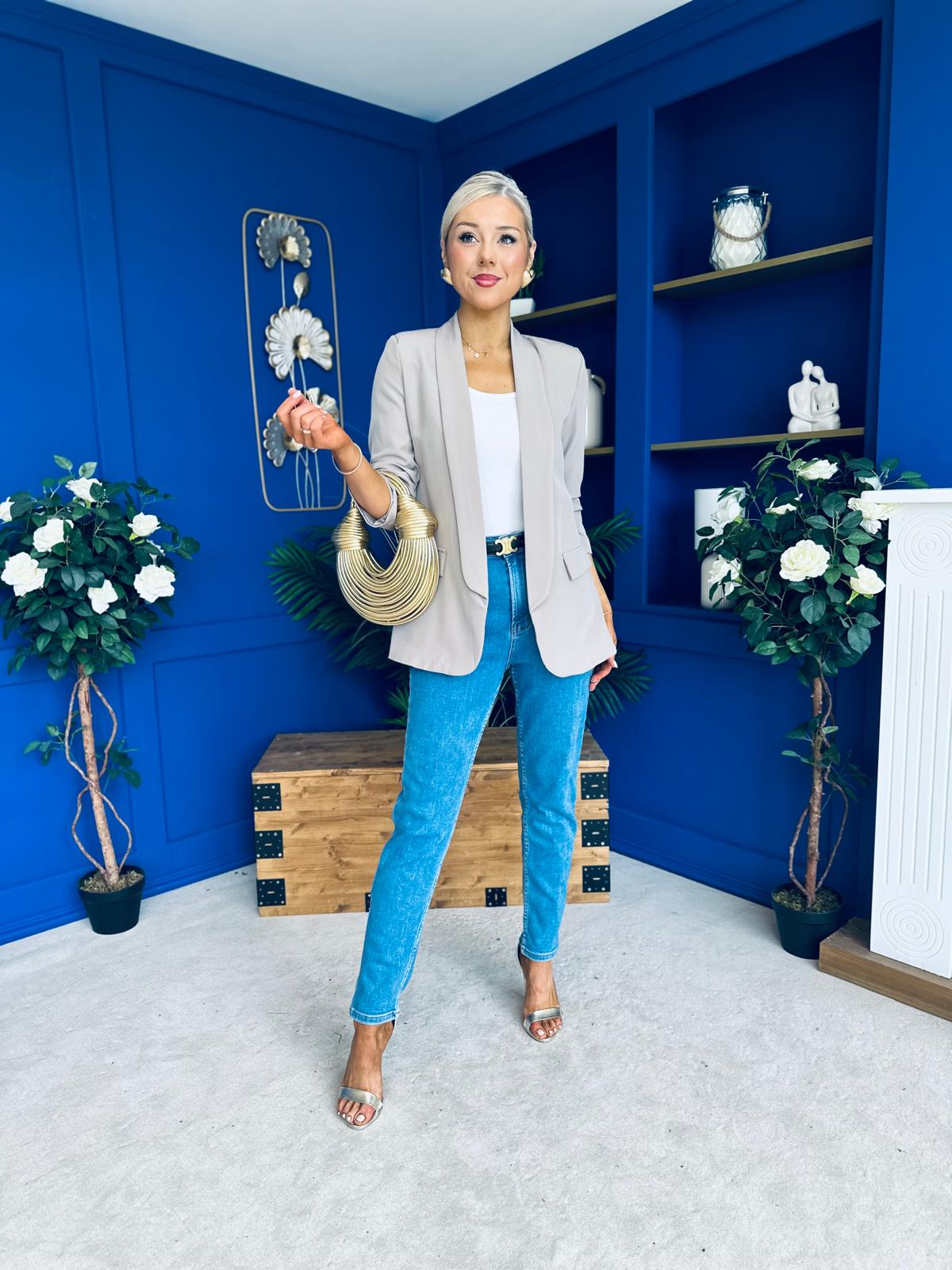 Evelyn Detailed Blazer Taupe