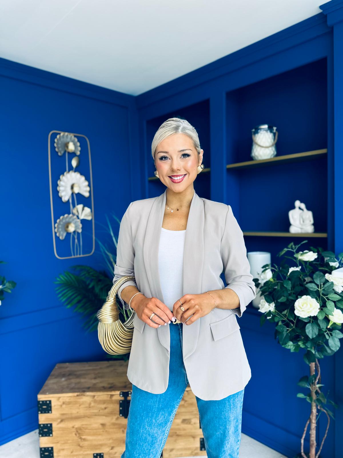 Evelyn Detailed Blazer Taupe