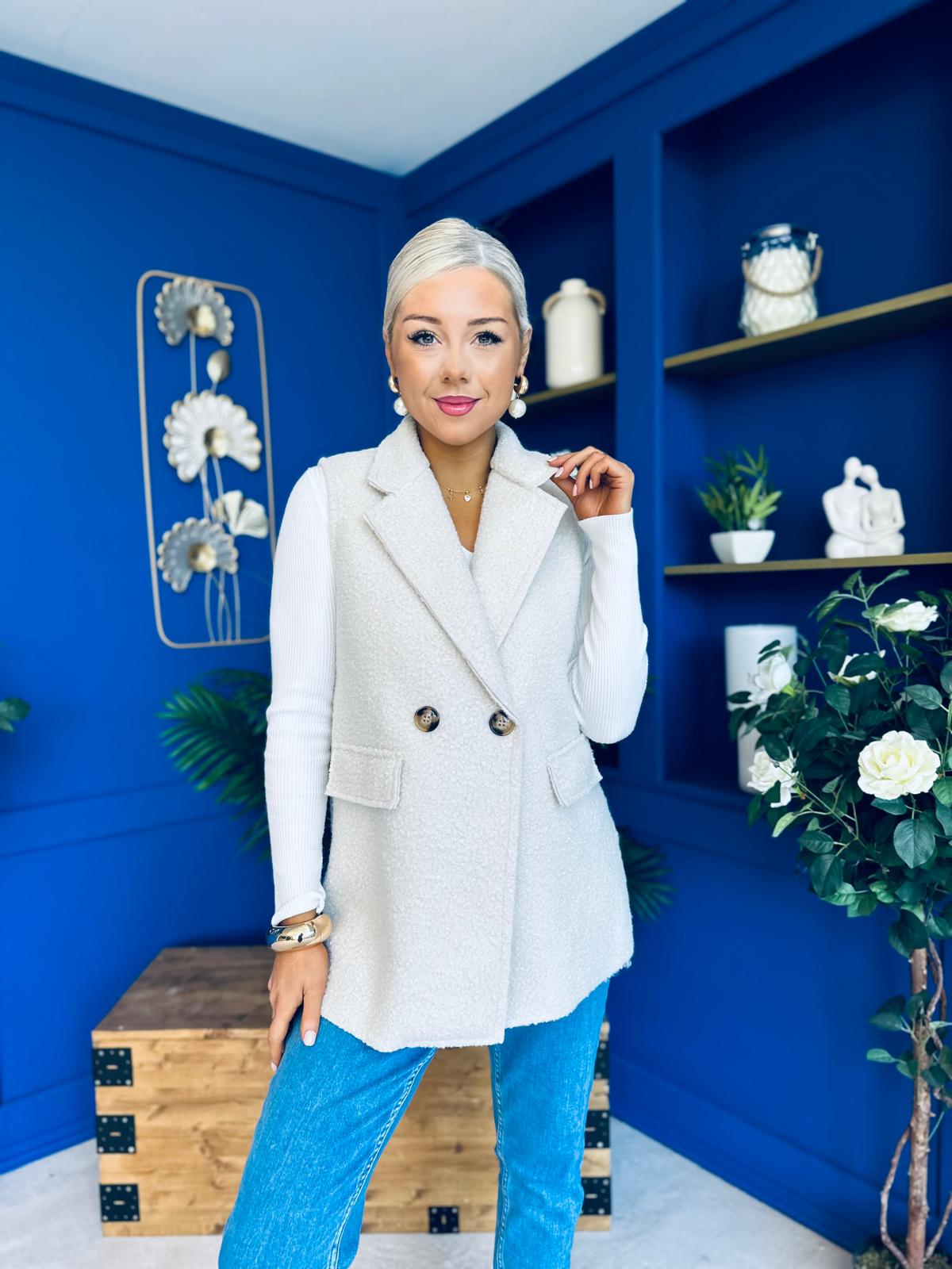 Ruth Longline Gilet Cream