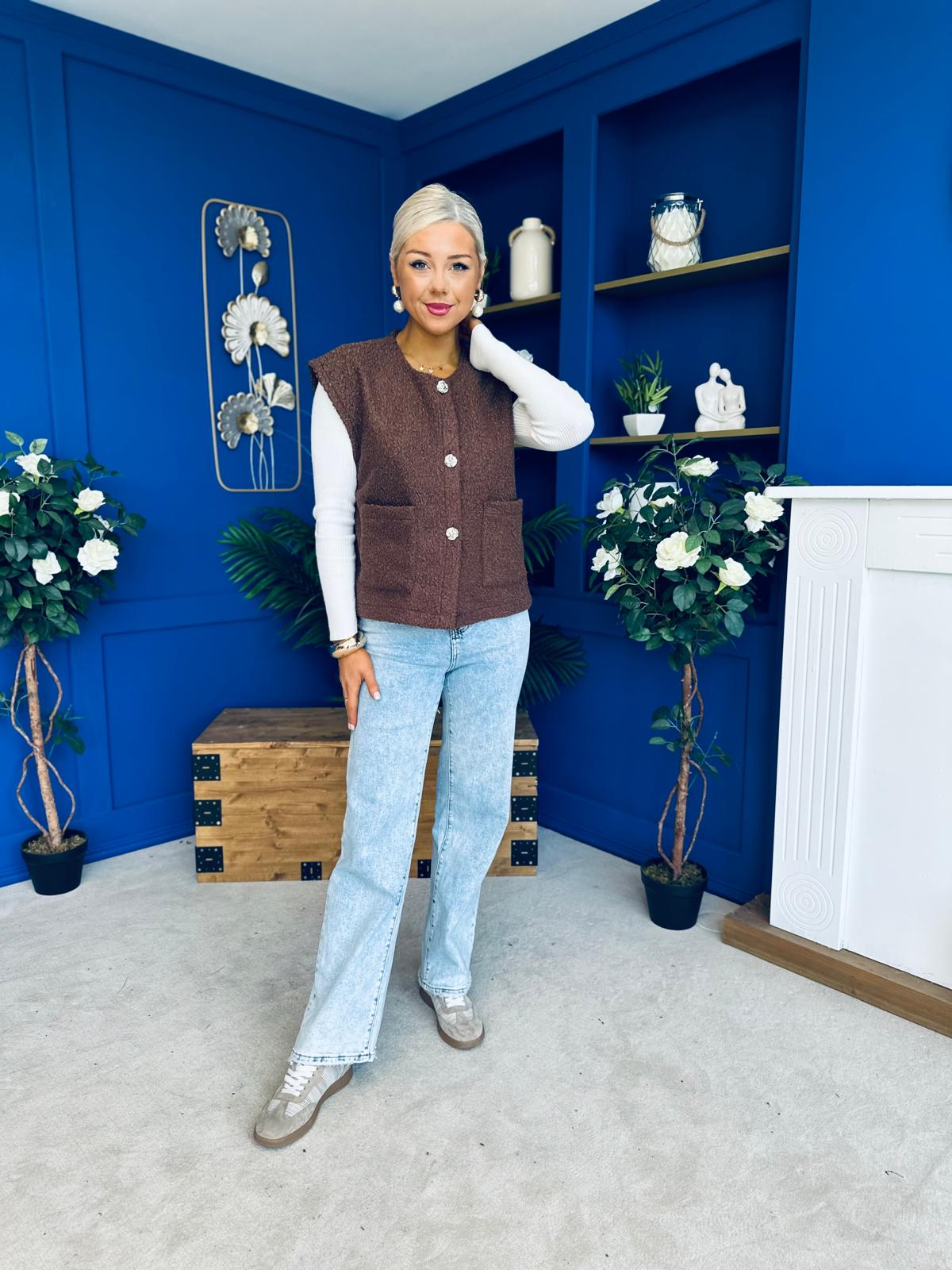 Aislinn Button Detail Gilet Coco