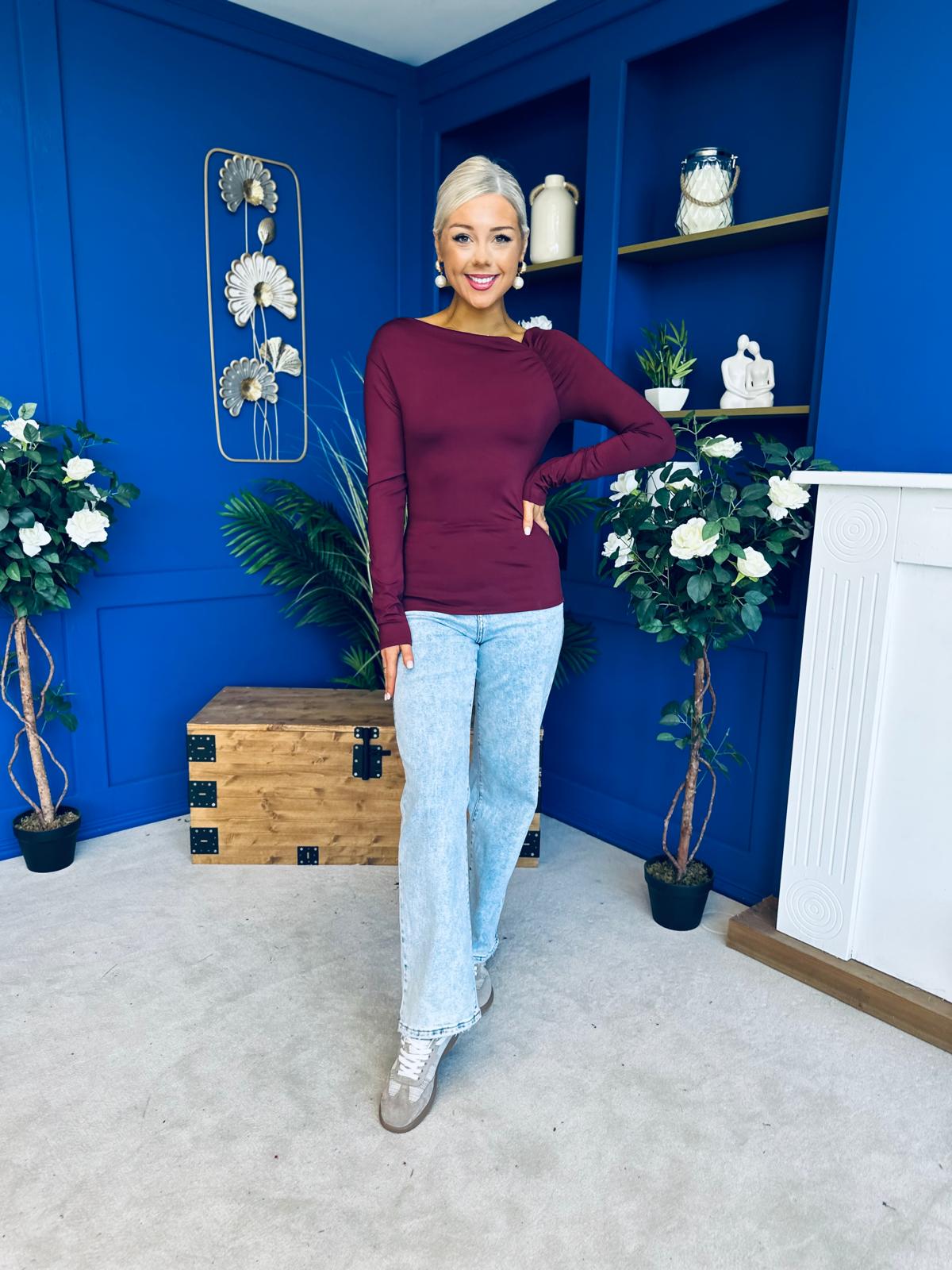 Ciara Shoulder Detailed Top Wine