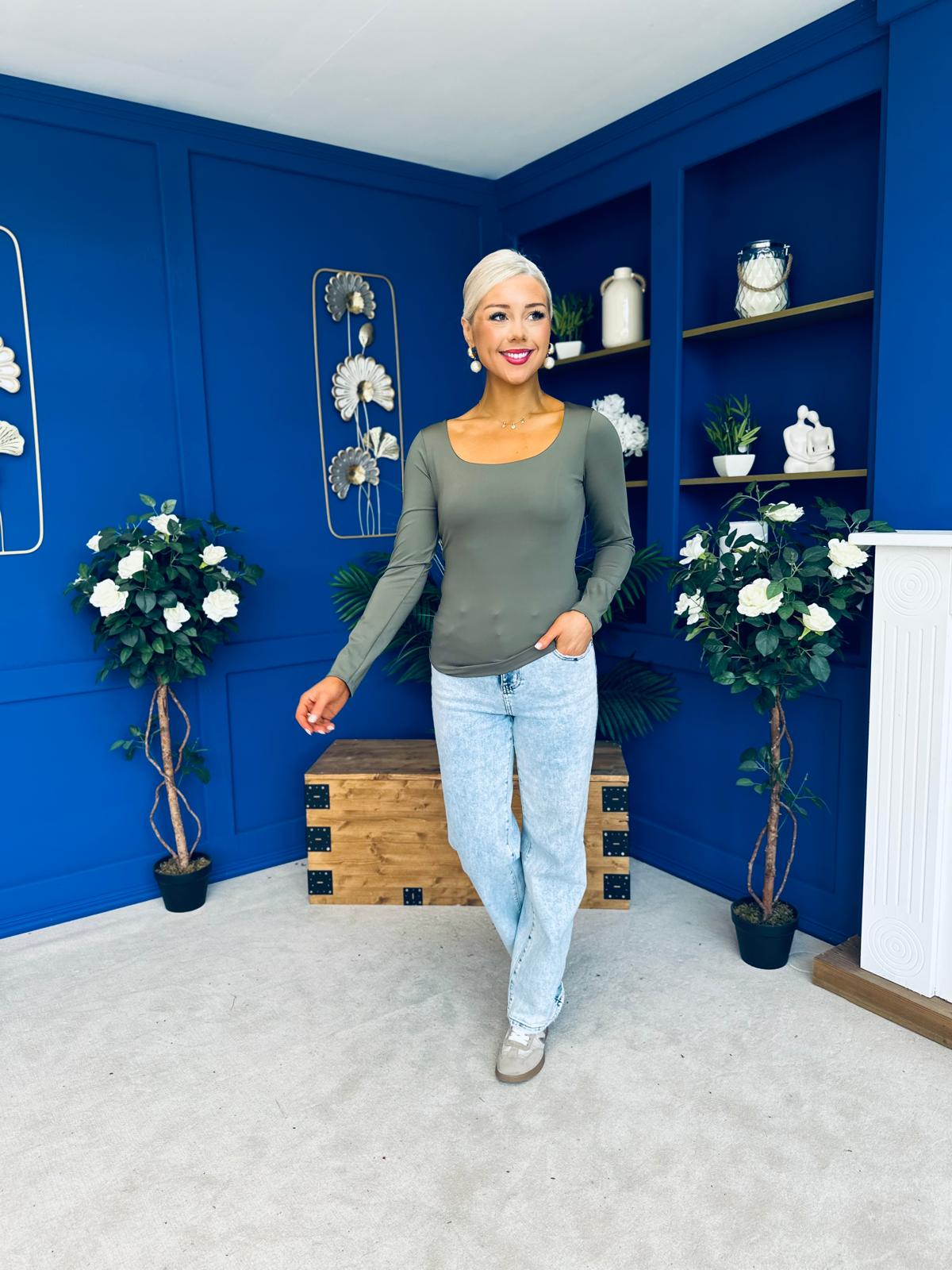 Niamh Long Sleeve Top Khaki