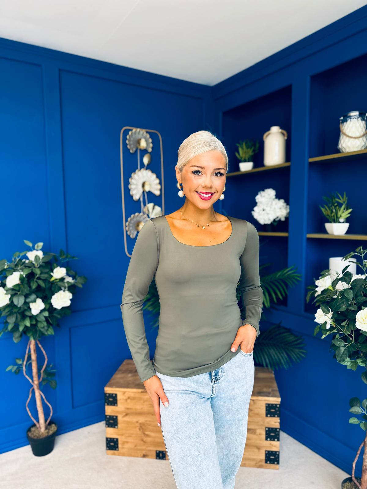 Niamh Long Sleeve Top Khaki