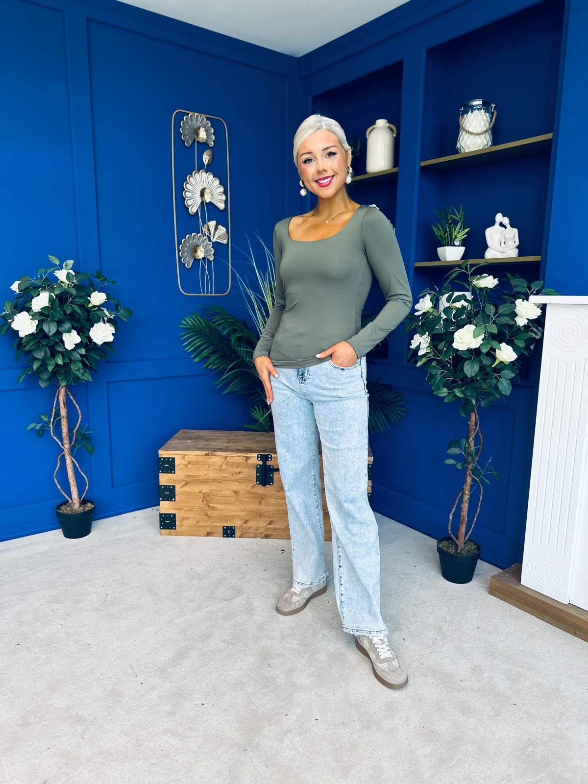 Niamh Long Sleeve Top Khaki