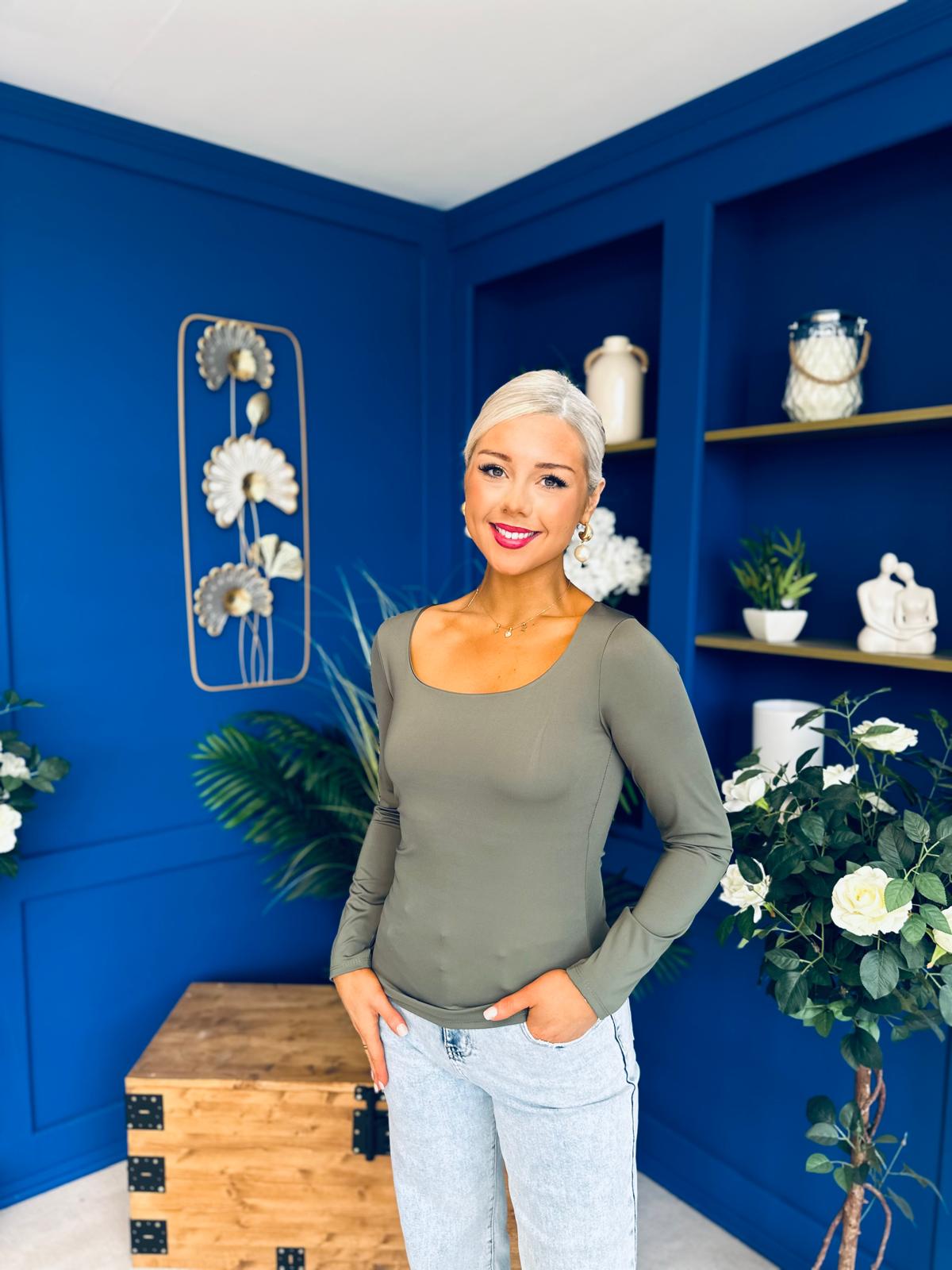 Niamh Long Sleeve Top Khaki