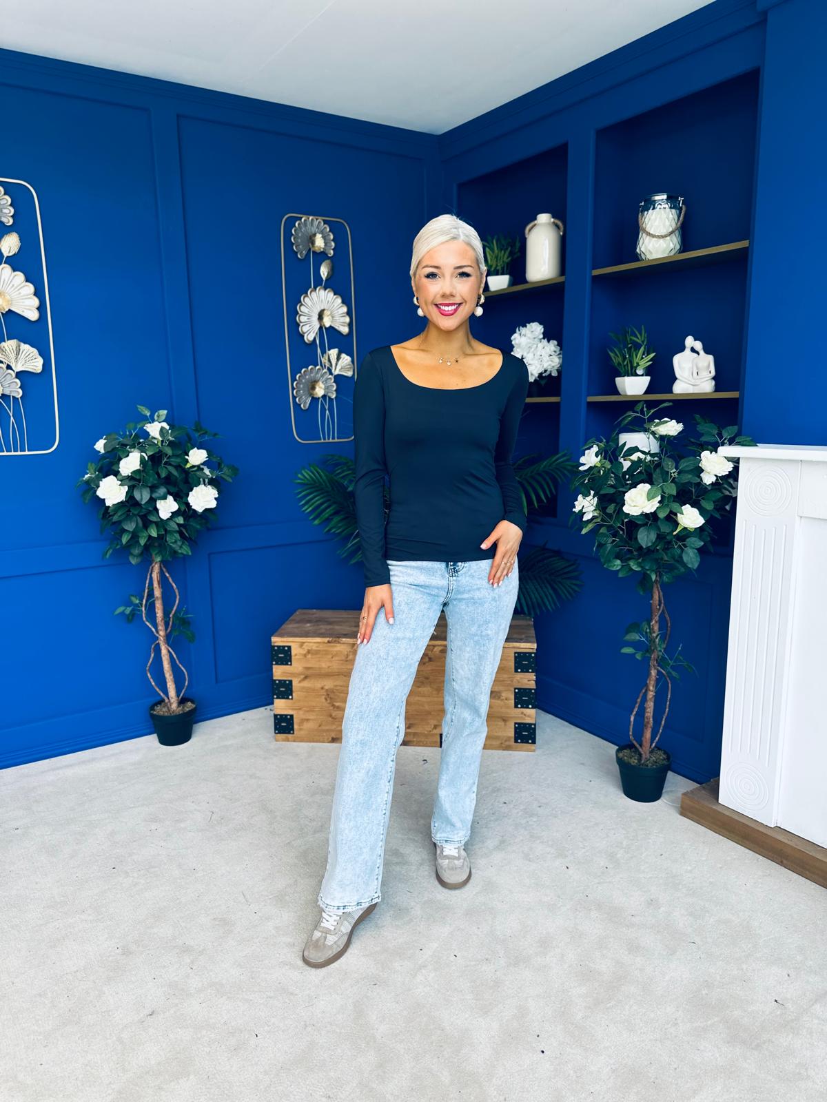 Niamh Long Sleeve Top Navy