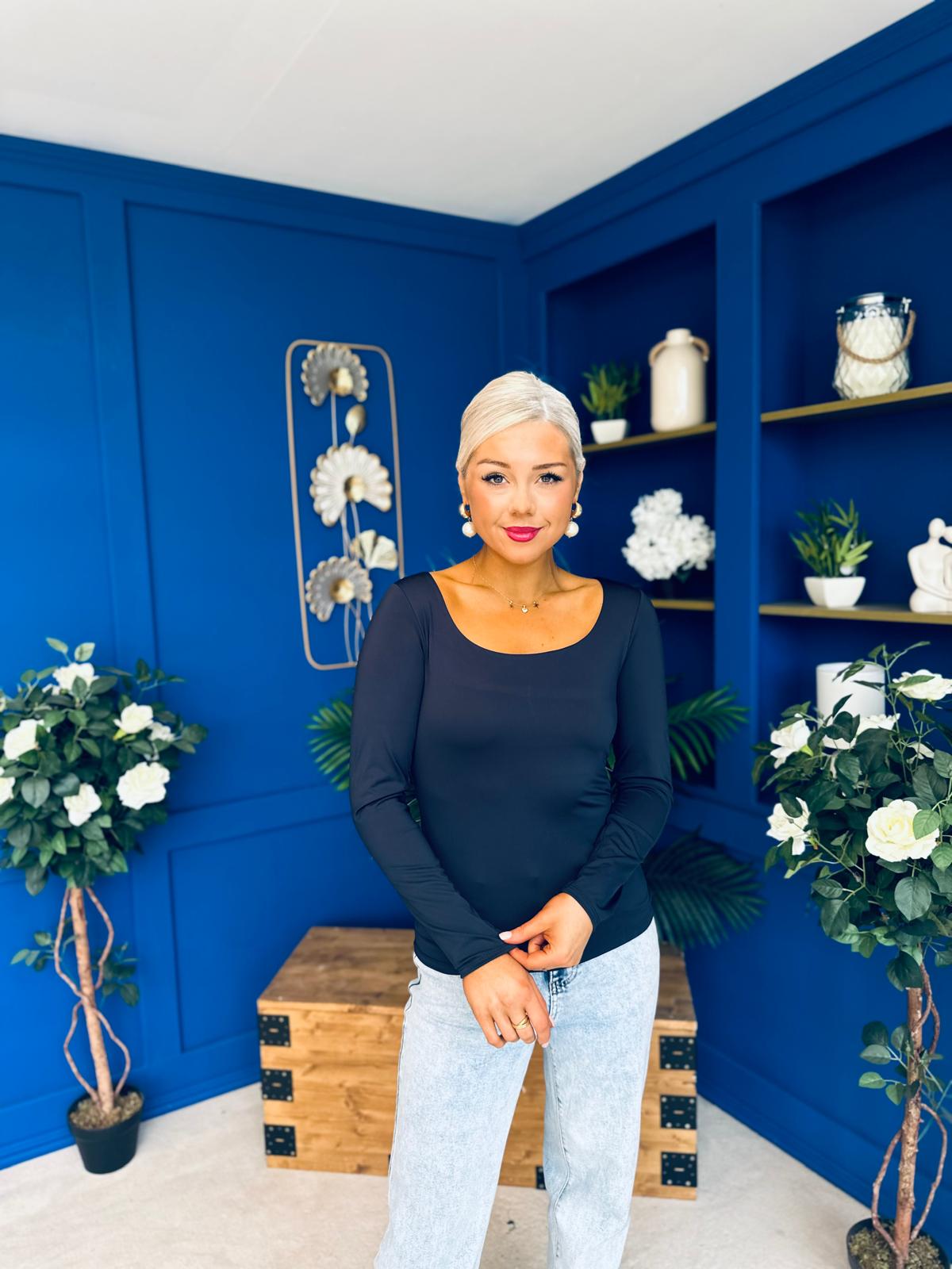 Niamh Long Sleeve Top Navy