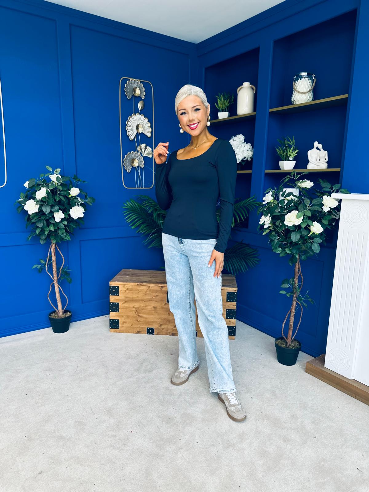 Niamh Long Sleeve Top Navy