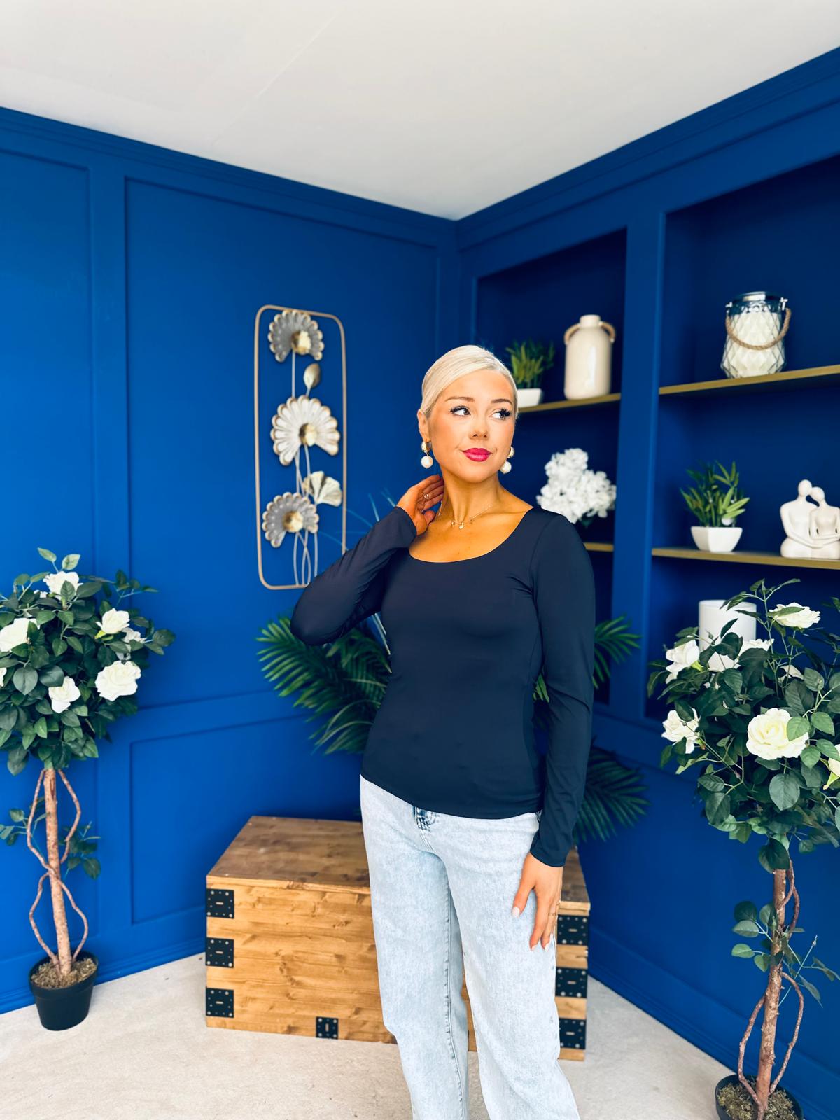 Niamh Long Sleeve Top Navy