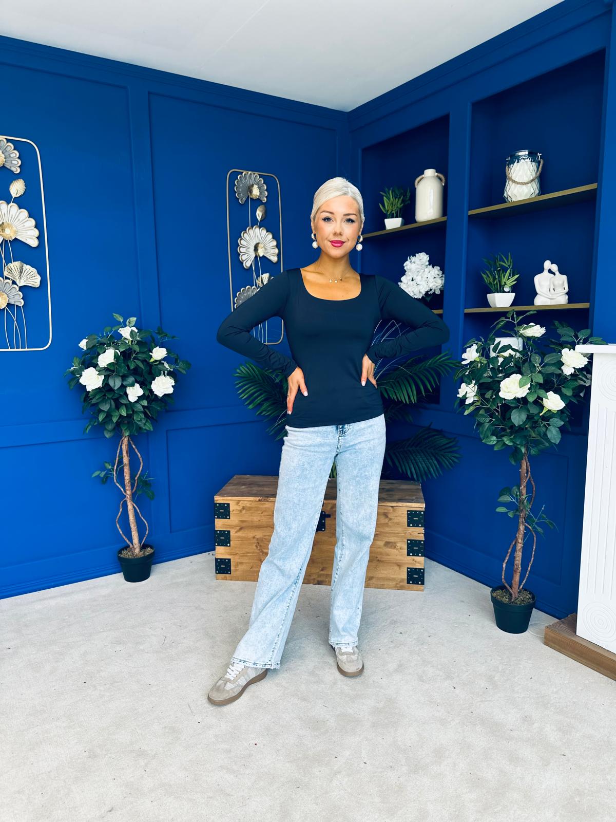 Niamh Long Sleeve Top Navy