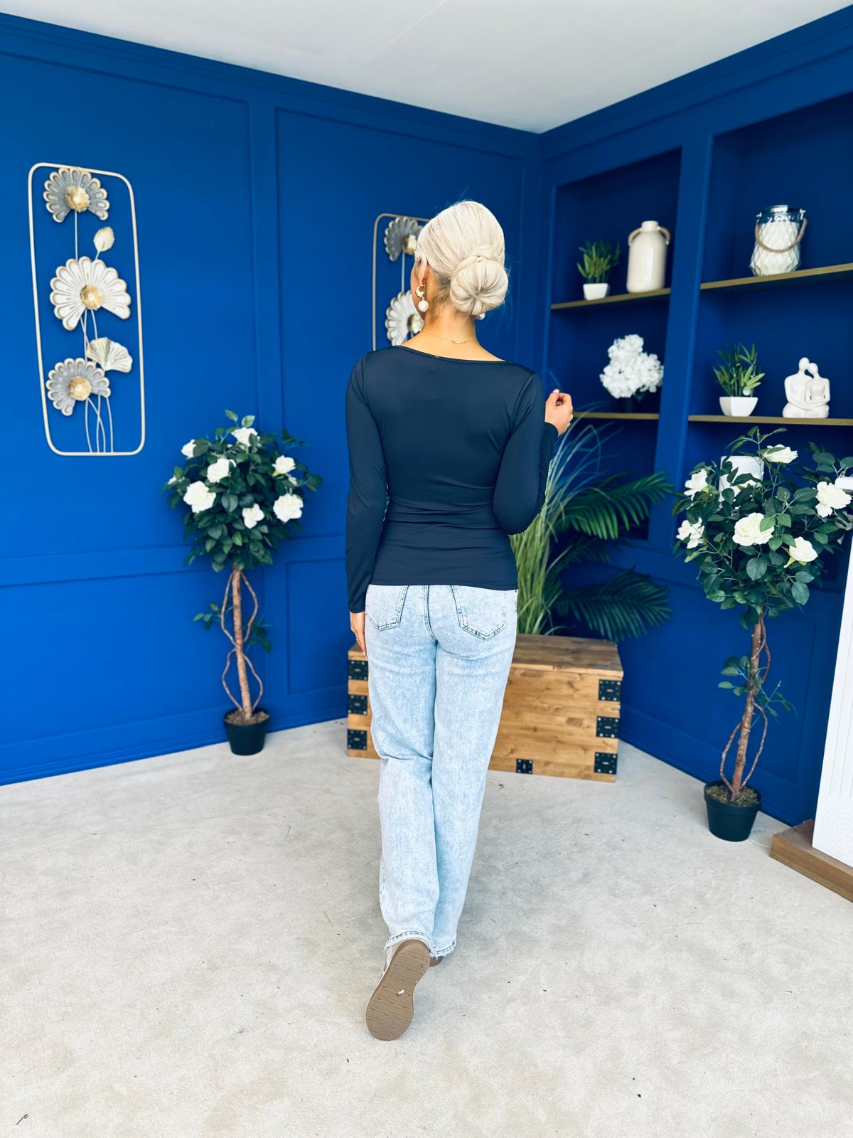 Niamh Long Sleeve Top Navy
