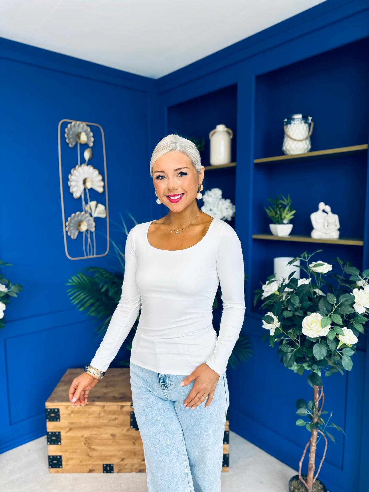 Niamh Long Sleeve Top White