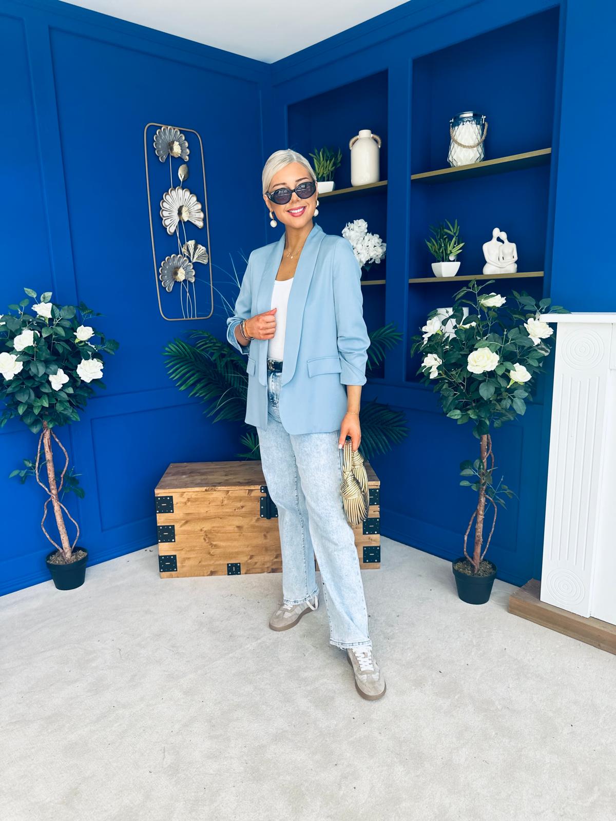 Lydia Detailed Blazer Duck Egg